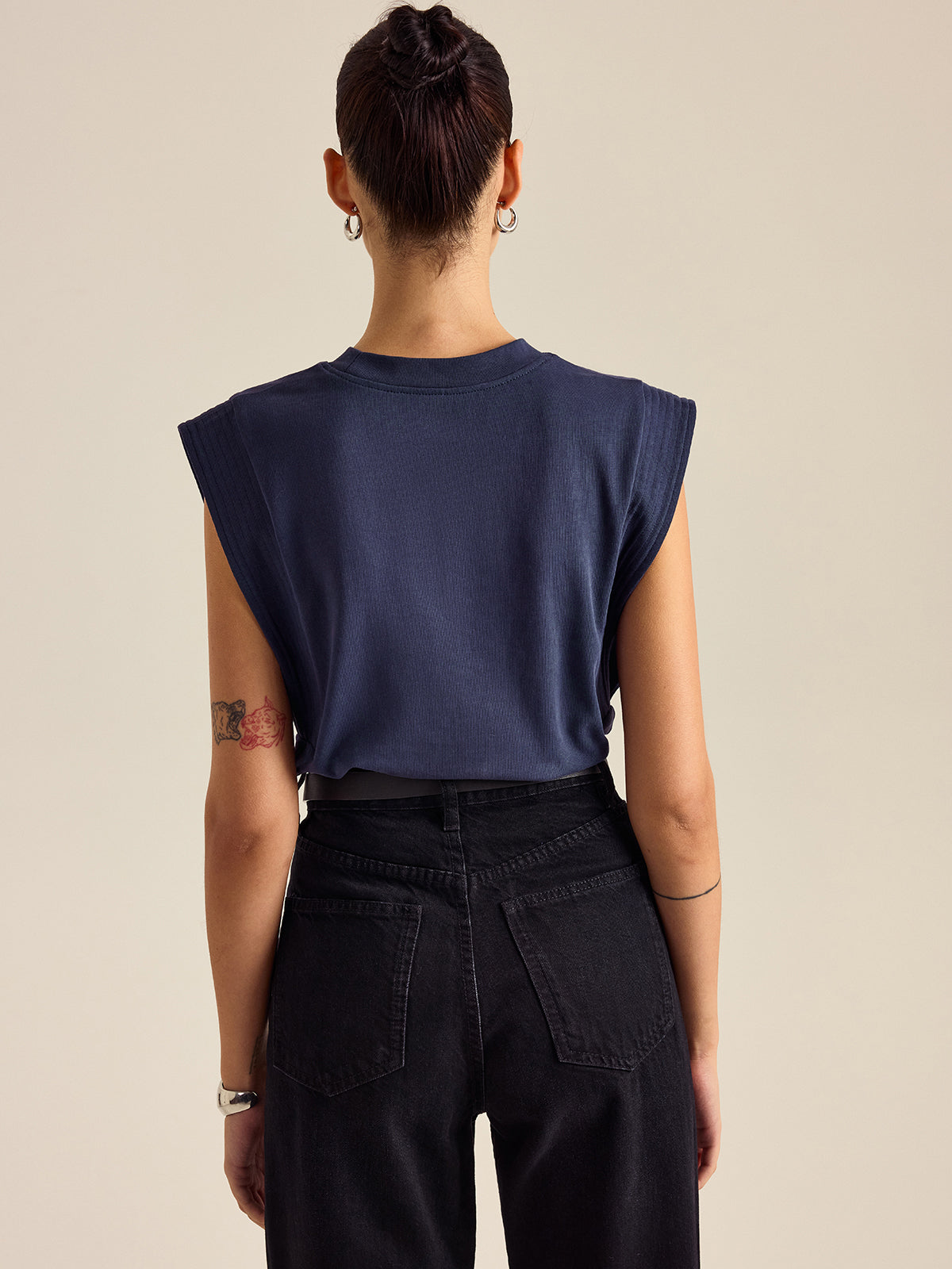 Cotton Crew Neck Sleeveless Top