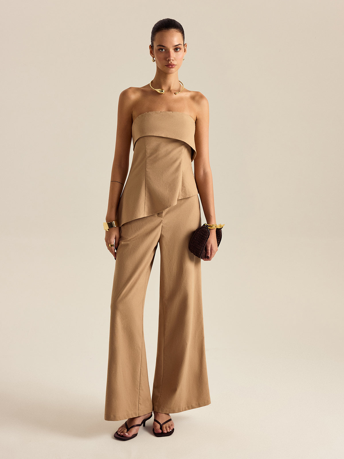 Ensemble pantalon asymétrique sans bretelles