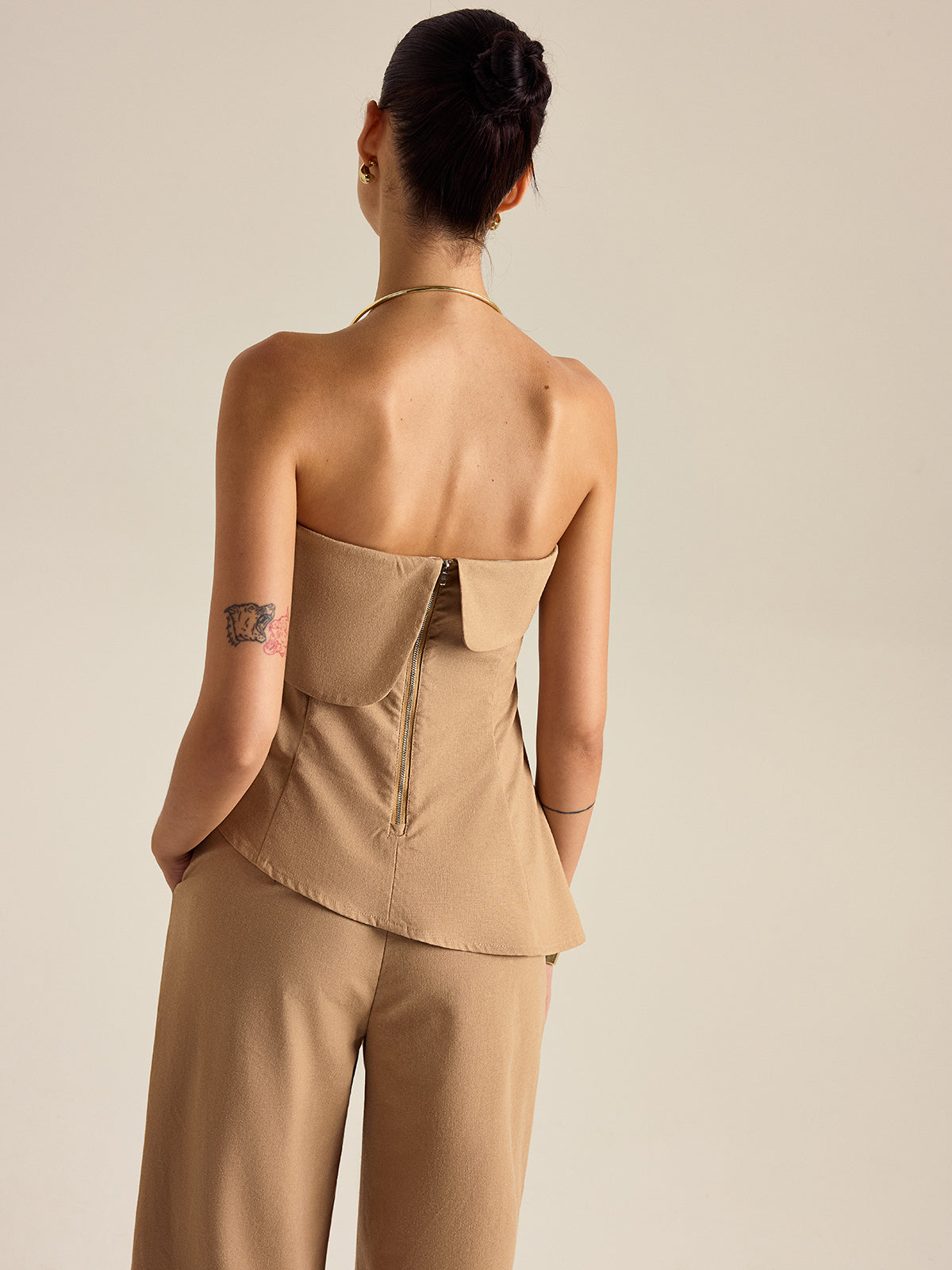 Asymmetrical Strapless Pants Set