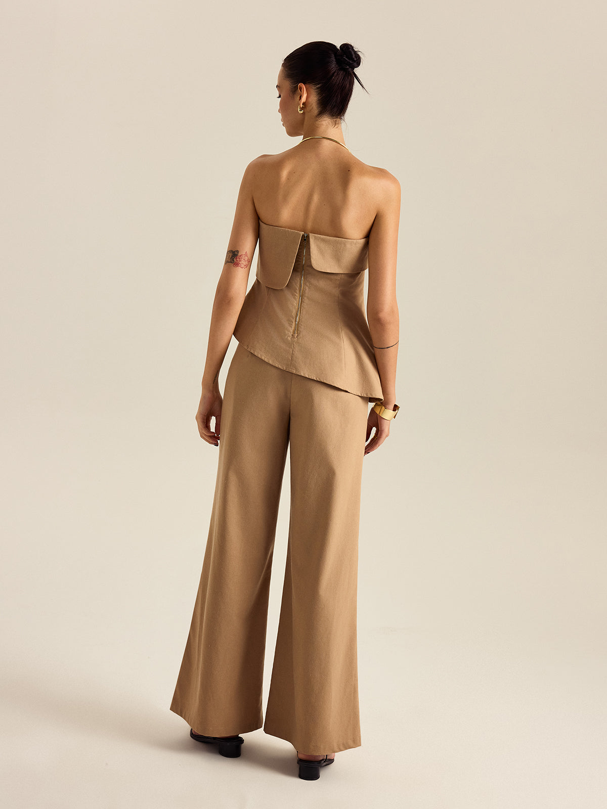 Asymmetrical Strapless Pants Set