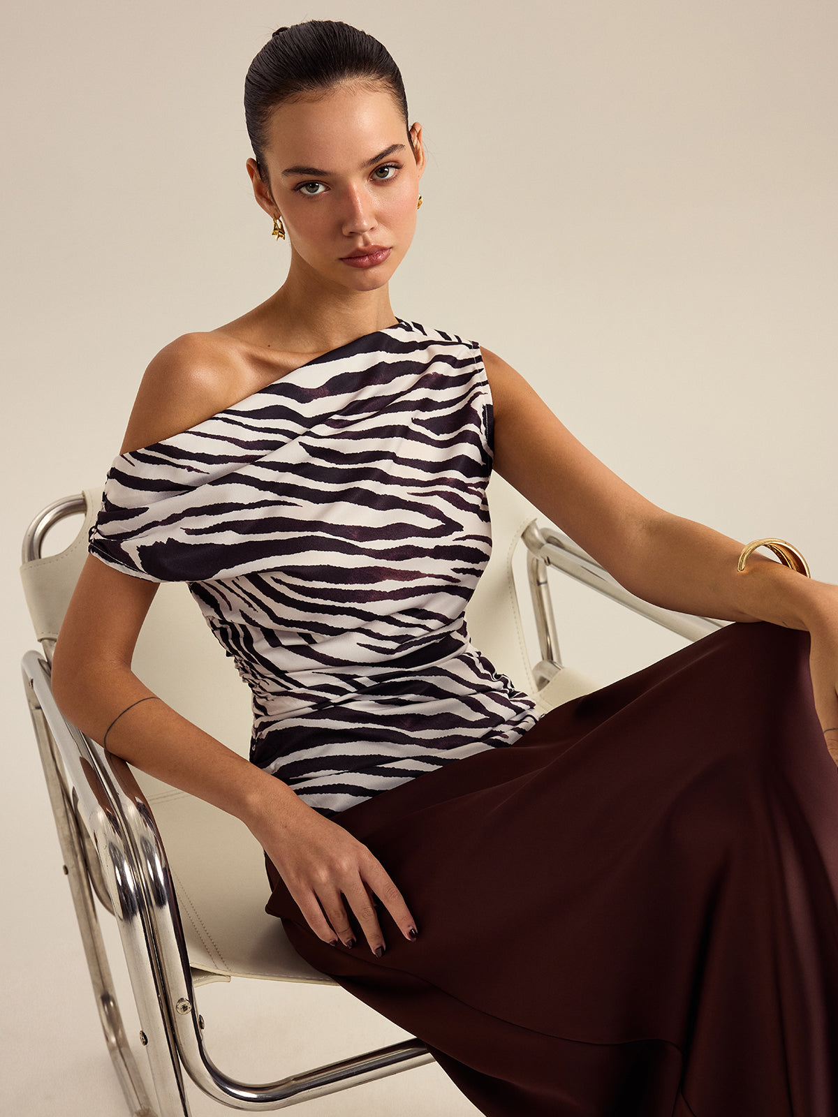 Zebra Print Off-Shoulder Top