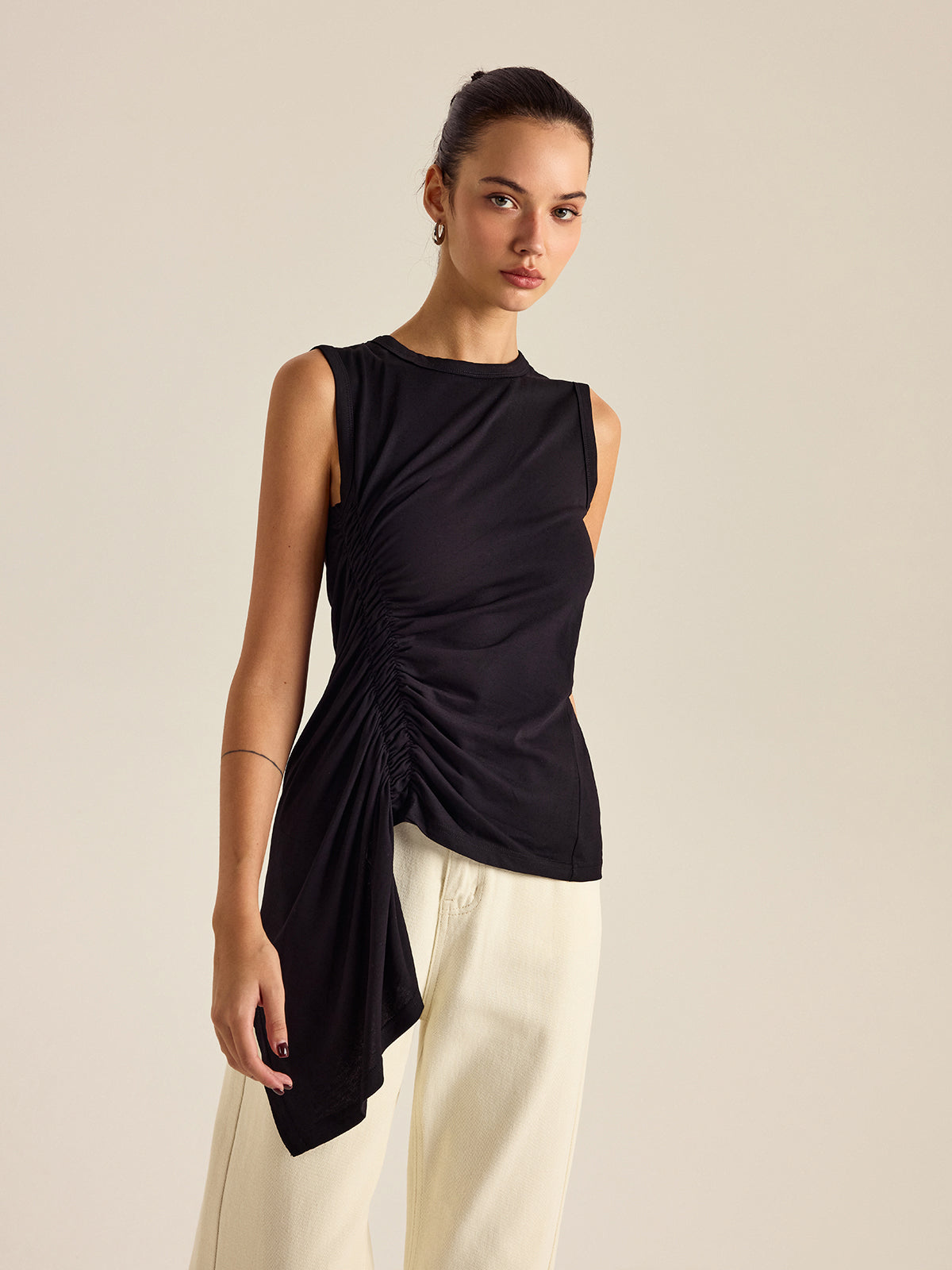 Asymmetrical Ruched Tank Top
