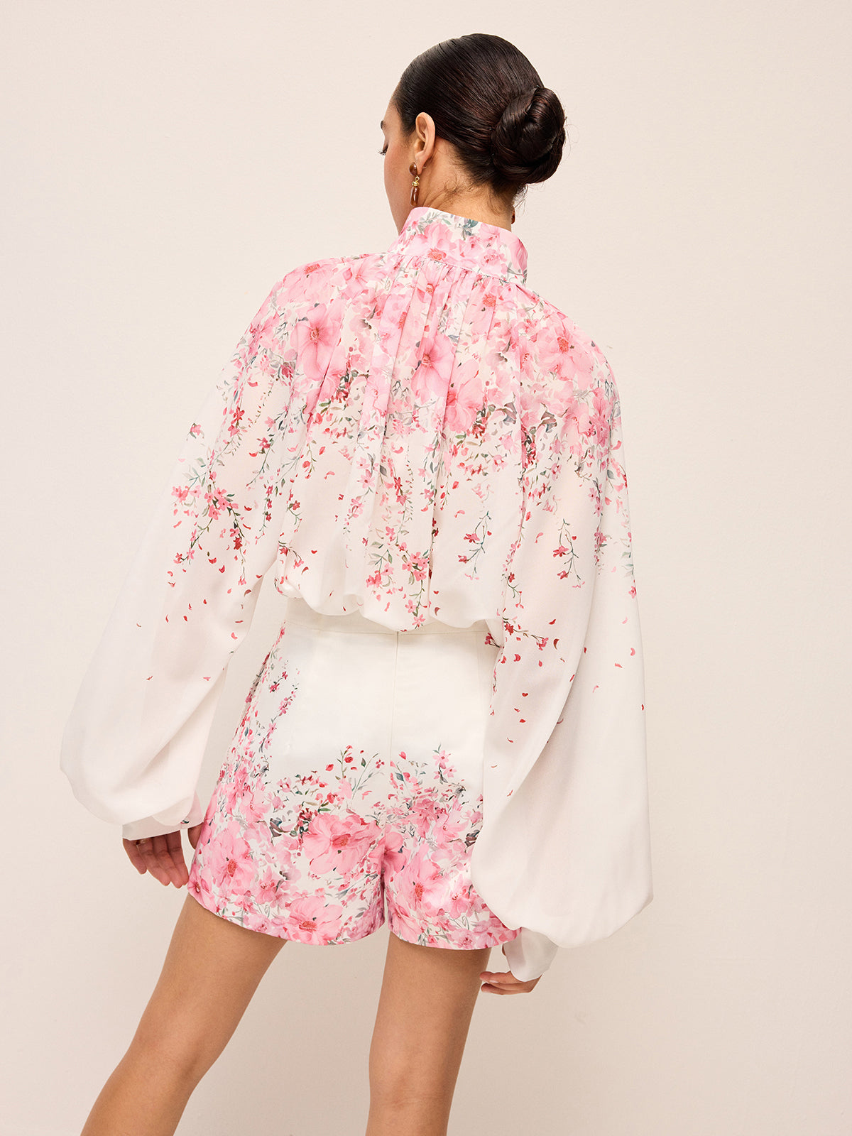 Ensemble short plissé à imprimé floral sans ceinture