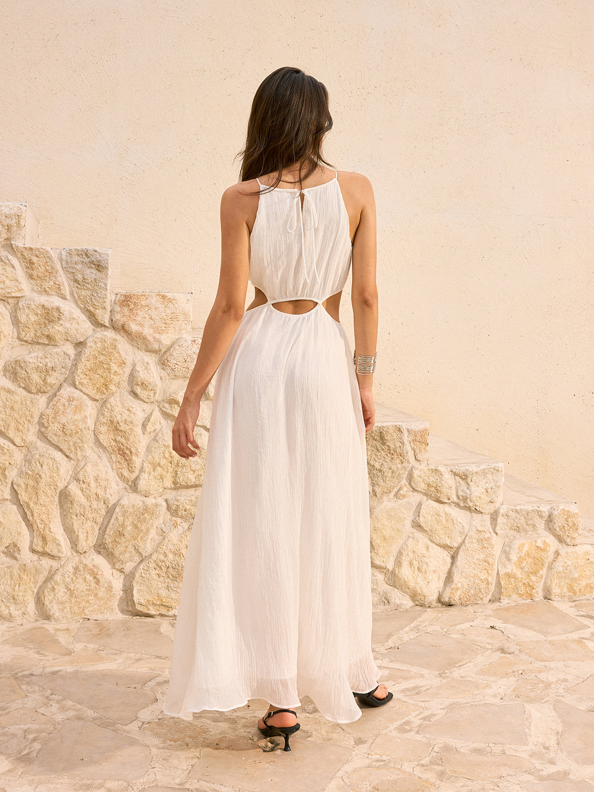Robe longue à découpes avec fente