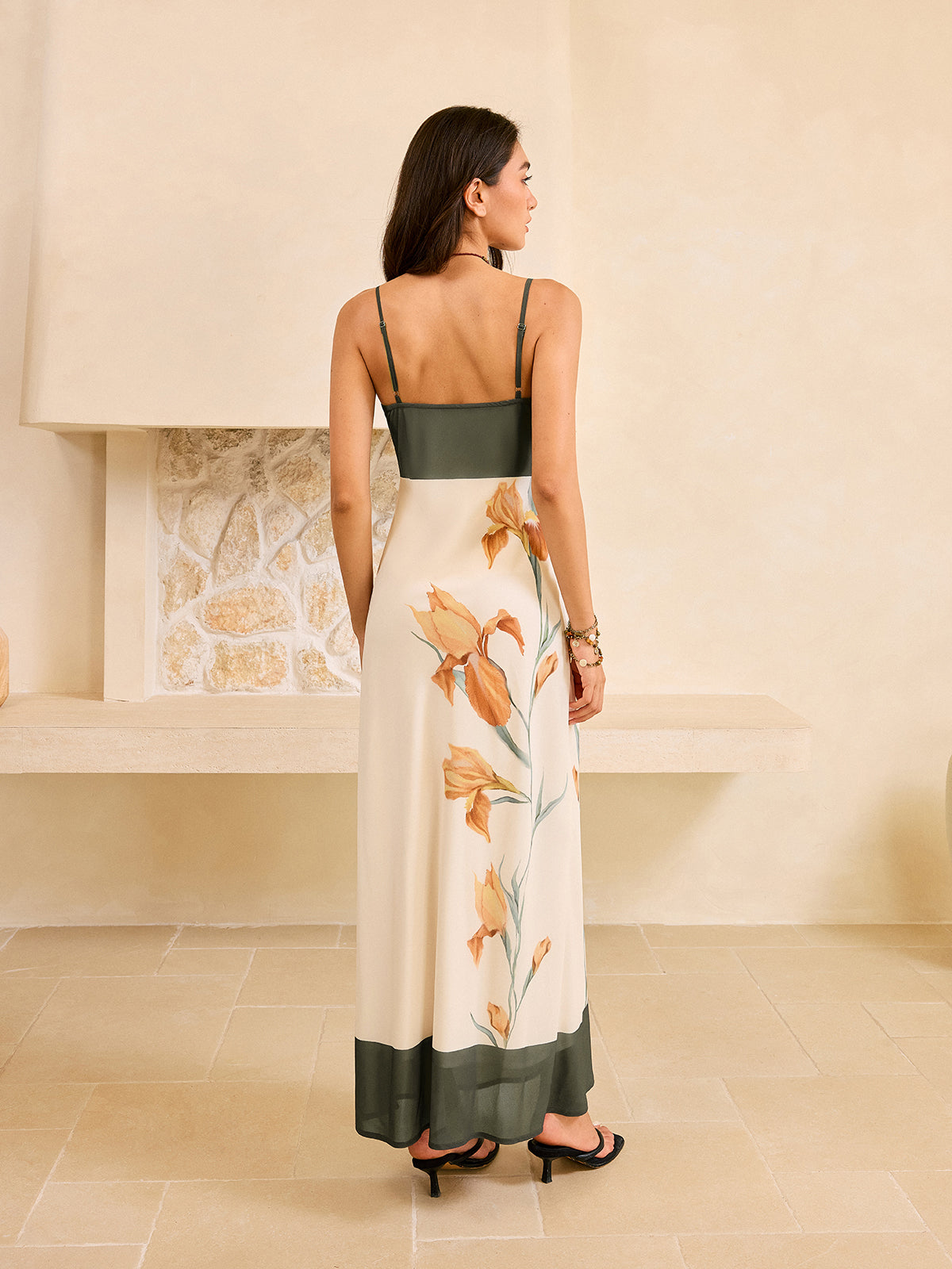 Robe longue en mousseline à imprimé floral
