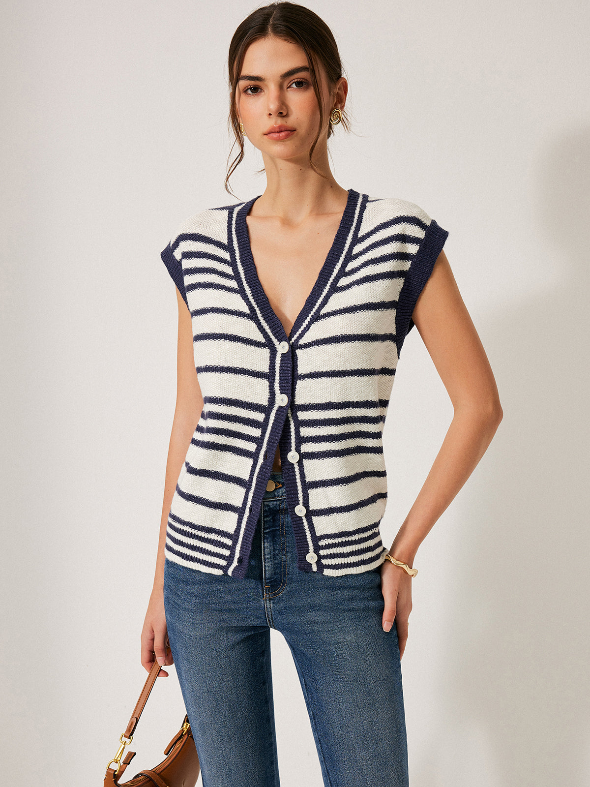 Cardigan en maille rayé
