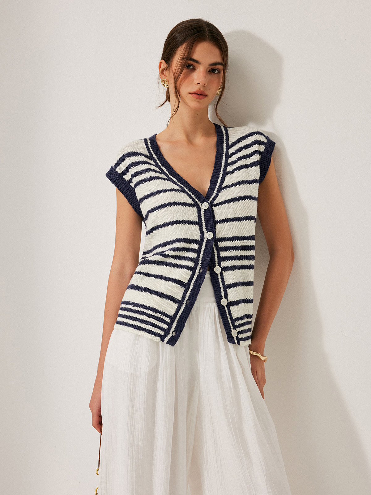 Cardigan en maille rayé