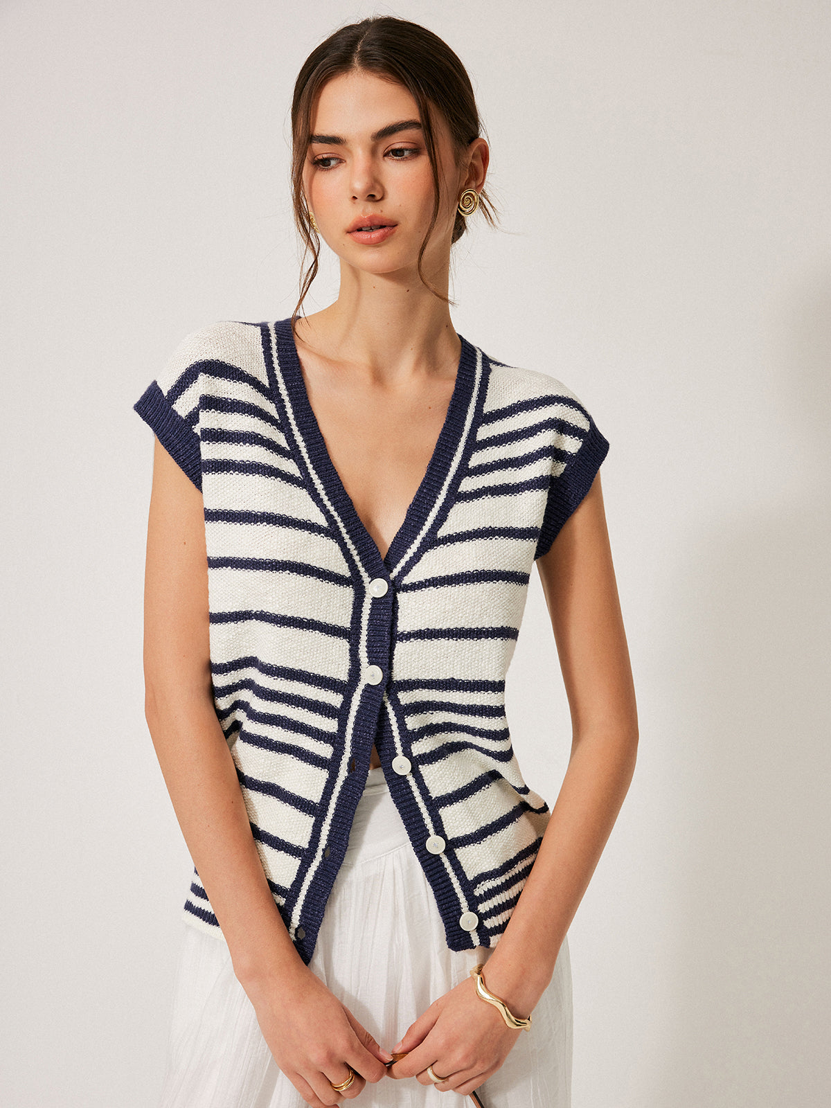 Cardigan en maille rayé