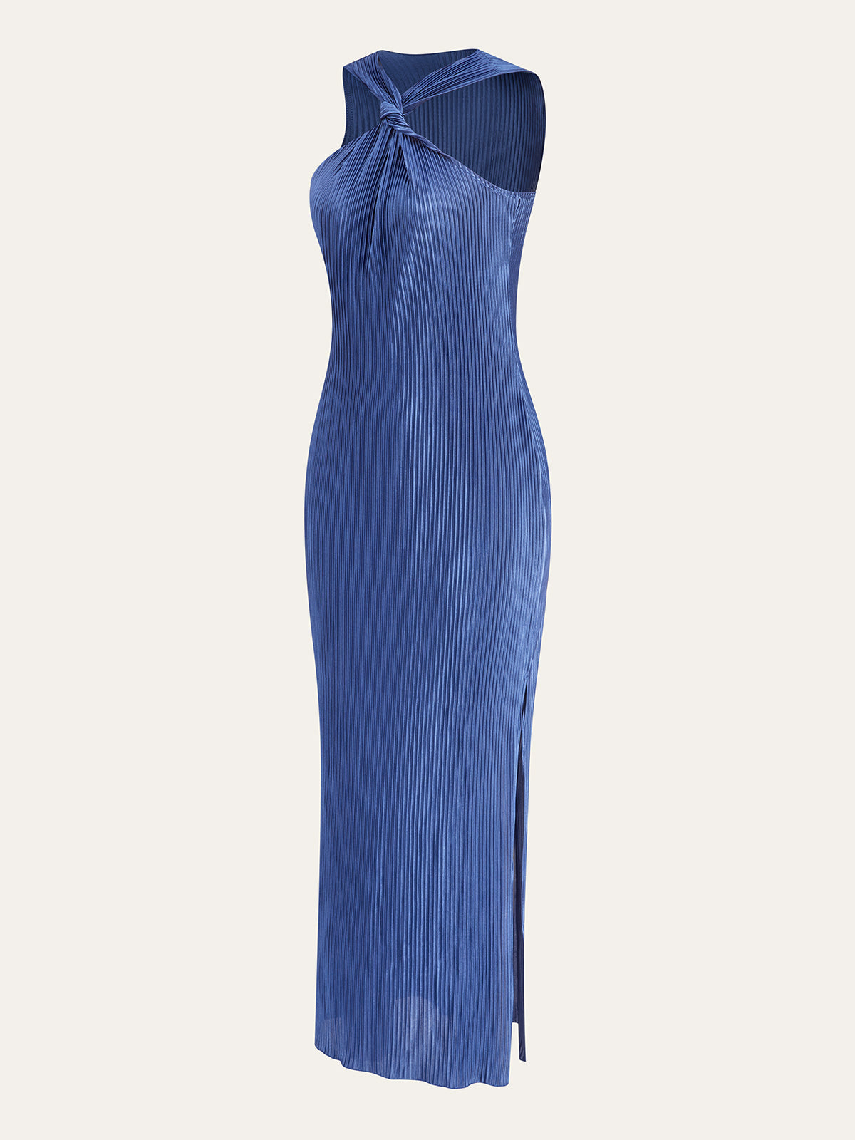 Plissiertes Midi-Kleid mit gedrehter Vorderseite