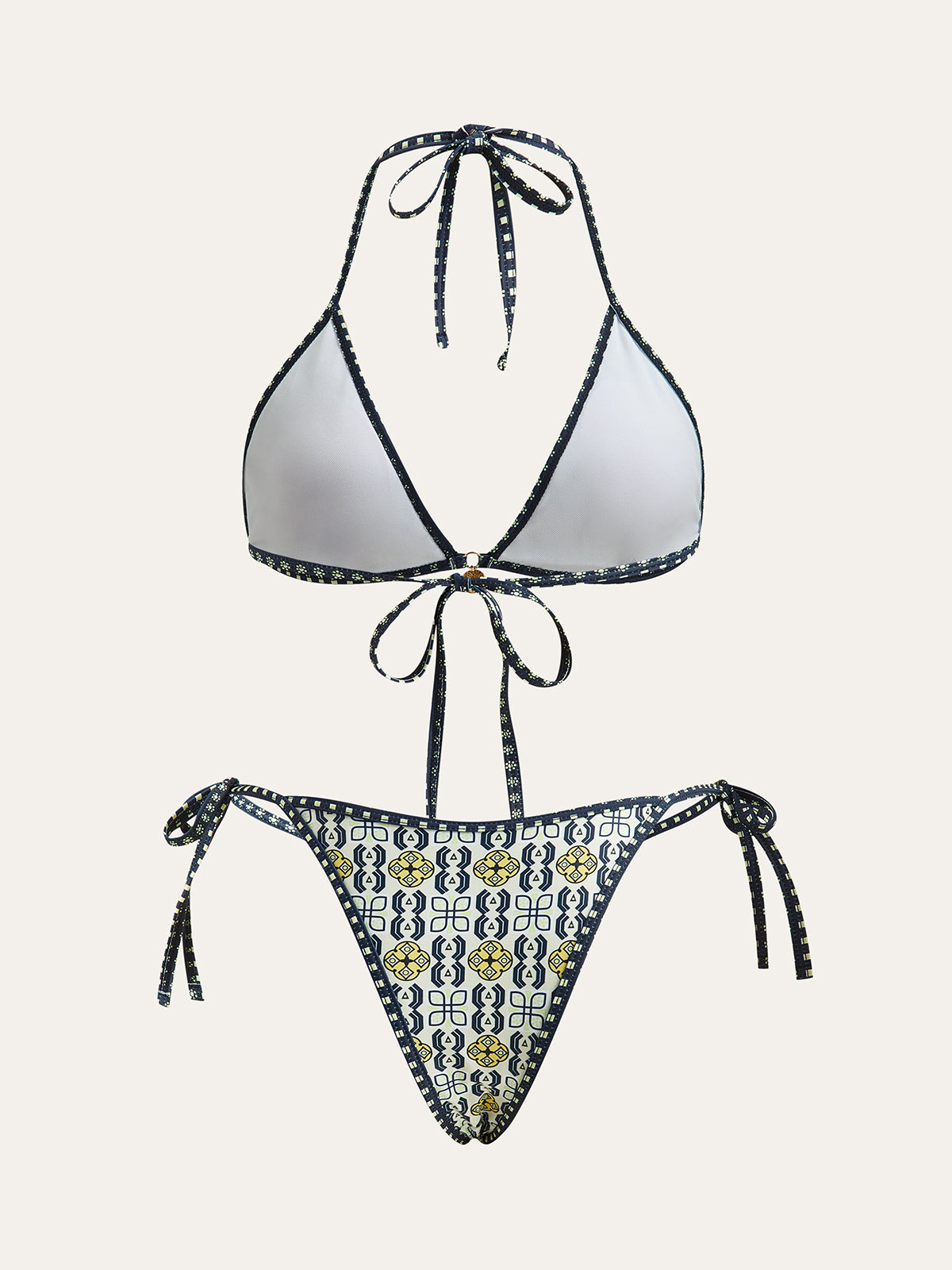 Gemustertes Neckholder-Bikini-Set