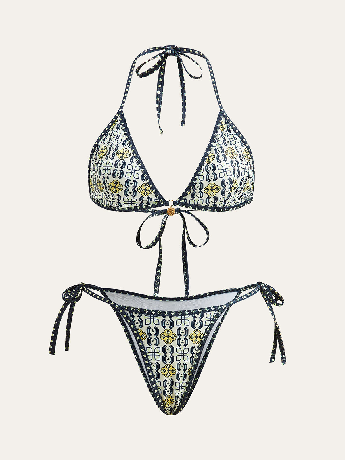 Gemustertes Neckholder-Bikini-Set