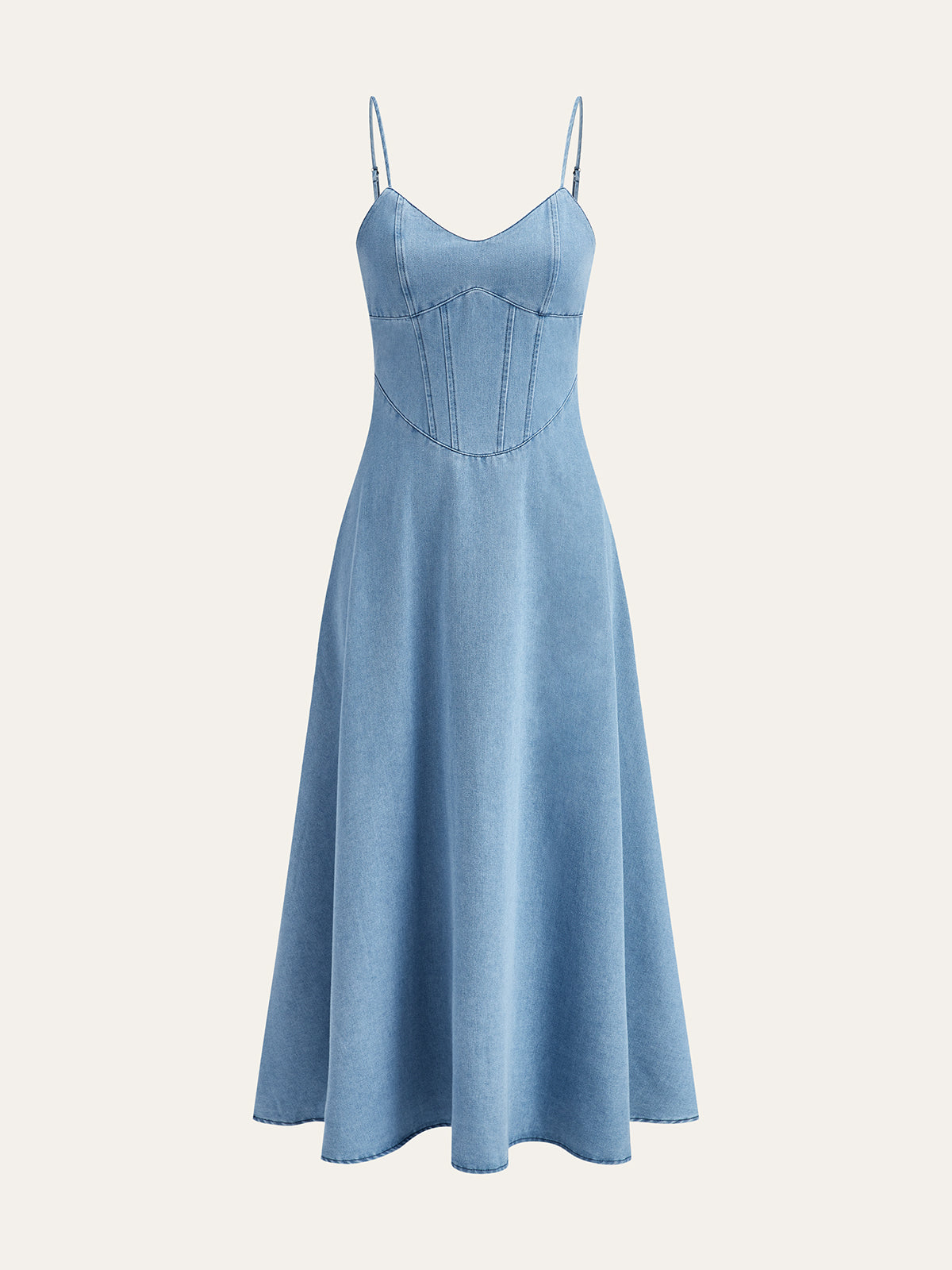 Robe midi à fines bretelles en jean