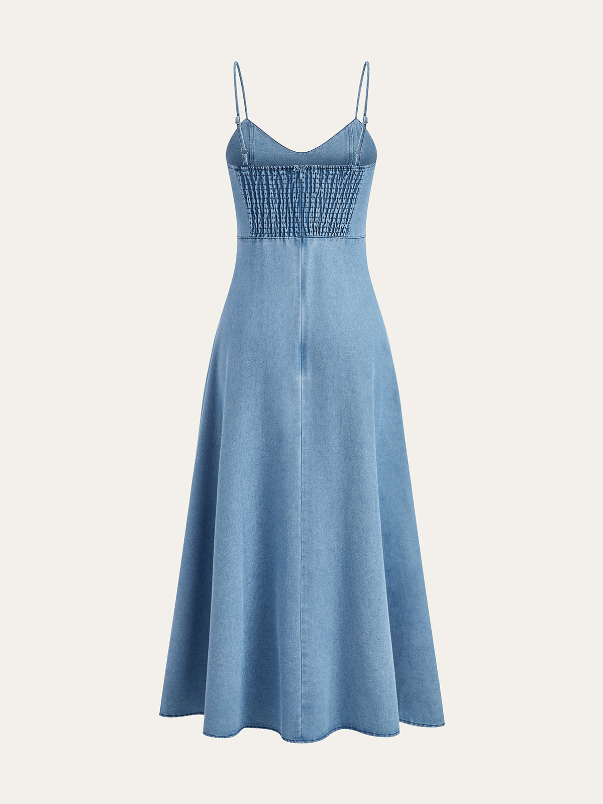 Denim Spaghetti Strap Midi Dress