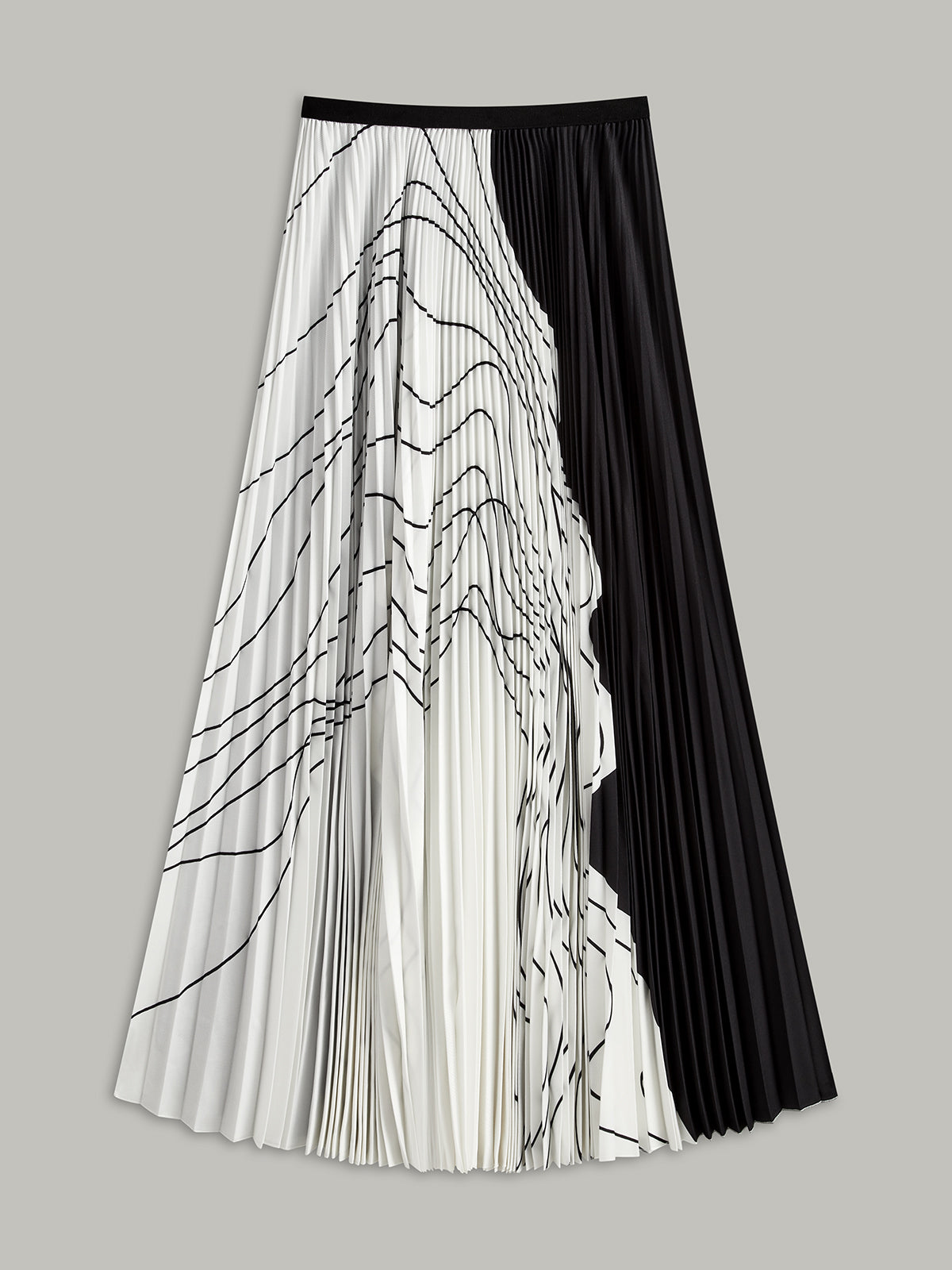 Pleated Abstract Print Skirt