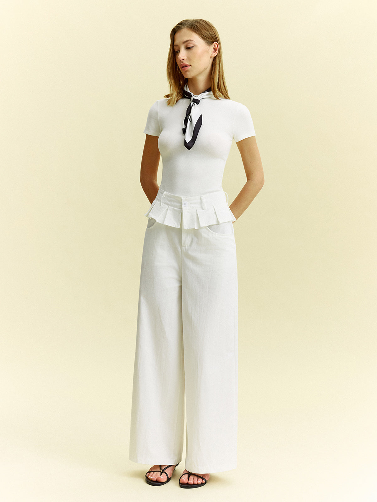 Wide-Leg Pants with Ruffle Detail