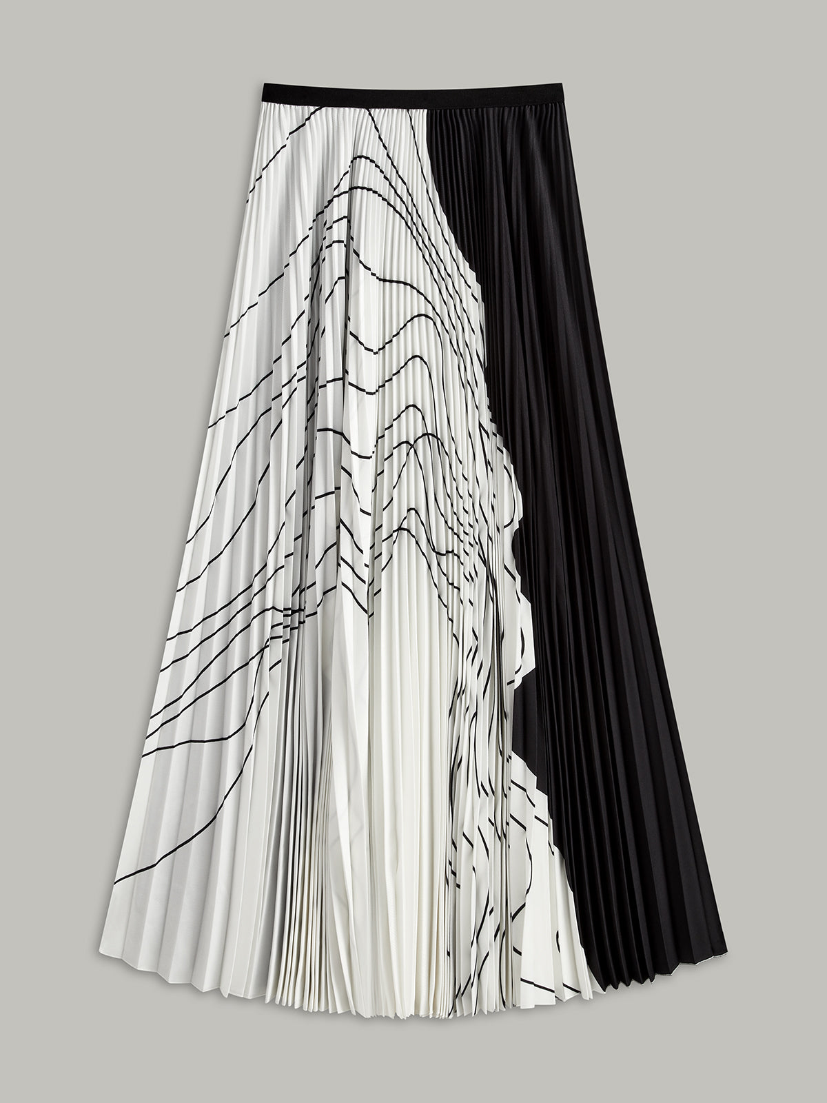 Pleated Abstract Print Skirt