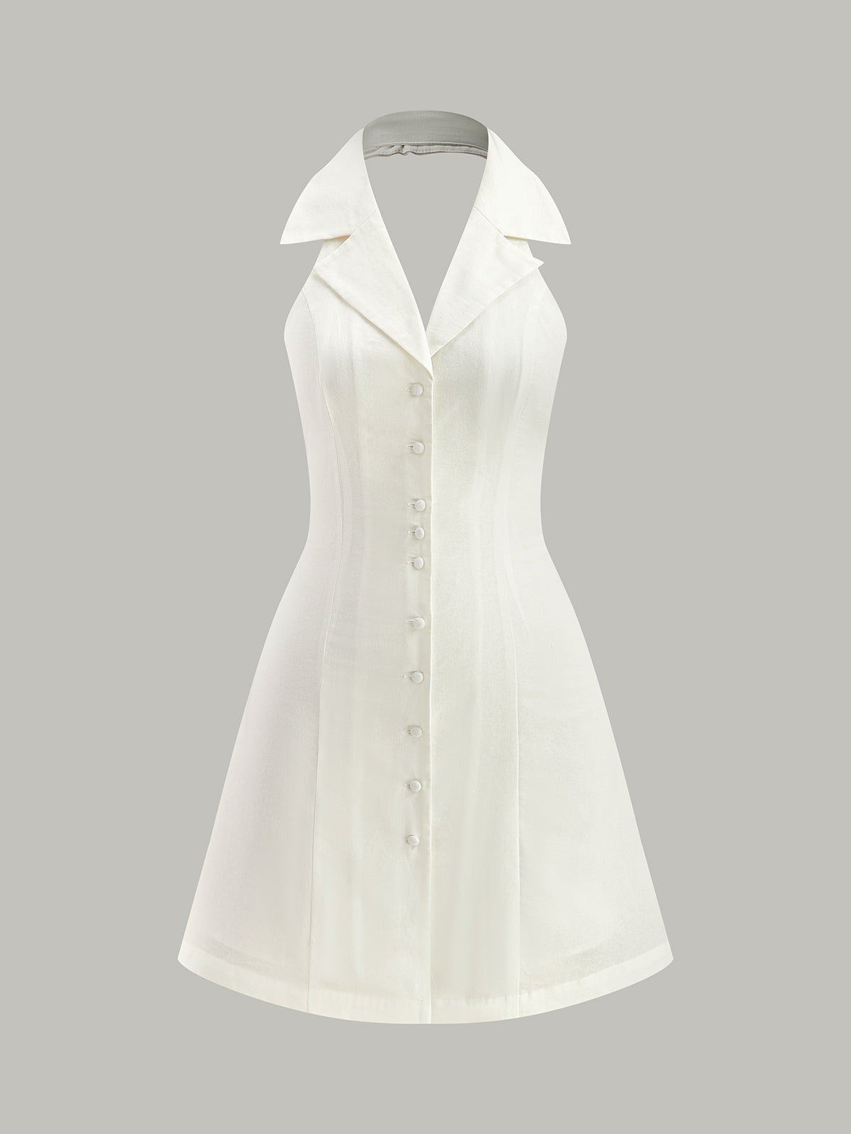 Halter Collar Button-Up Mini Dress