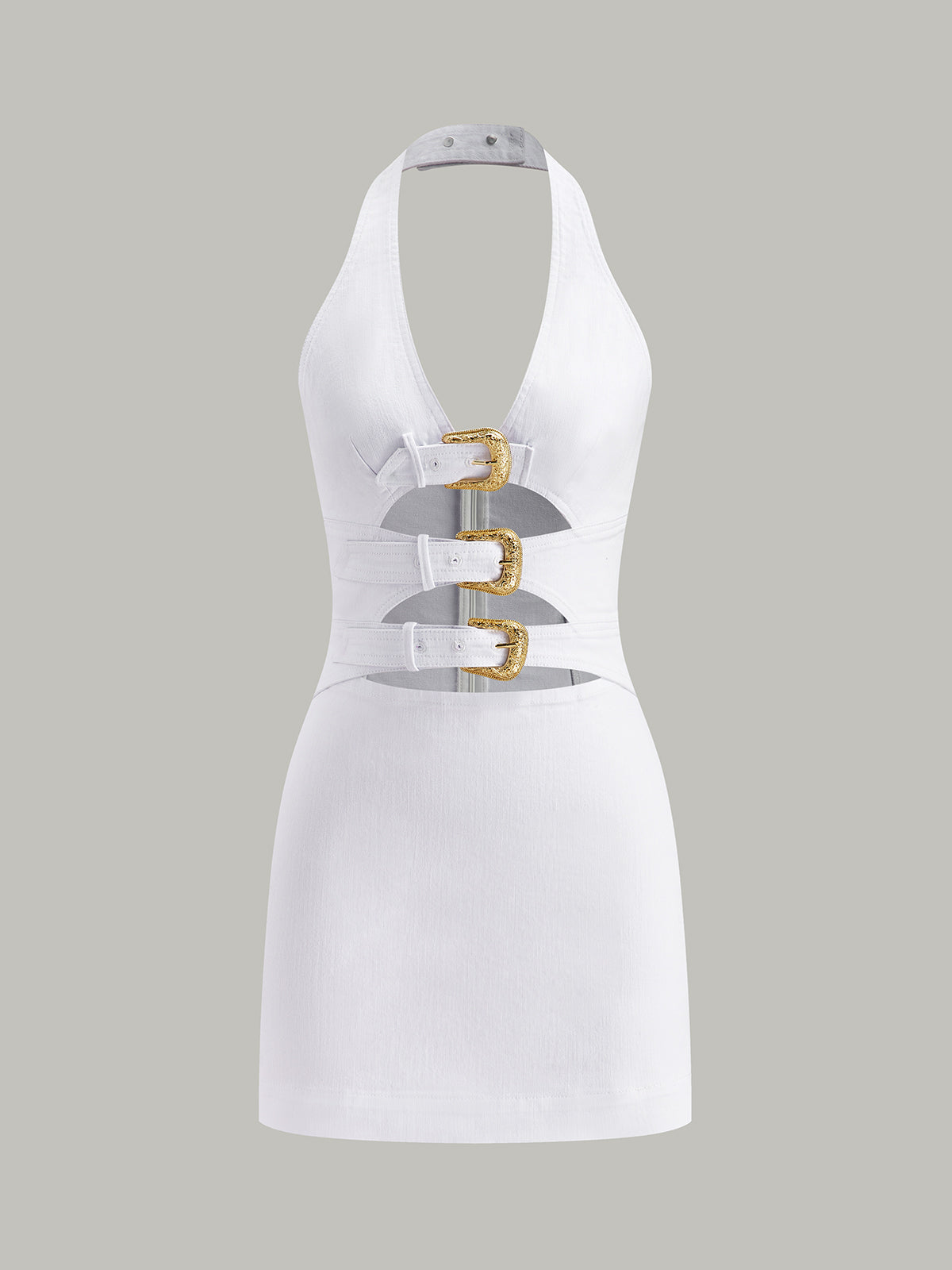 Robe en jean dos nu à boucle