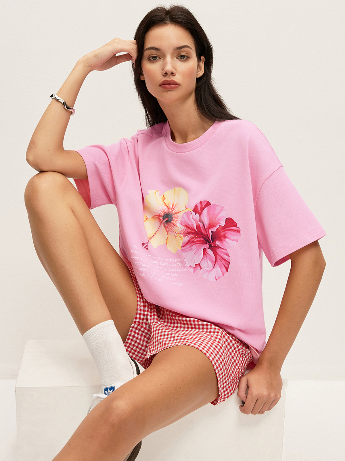 Cotton Floral Graphic Oversized T-Shirt