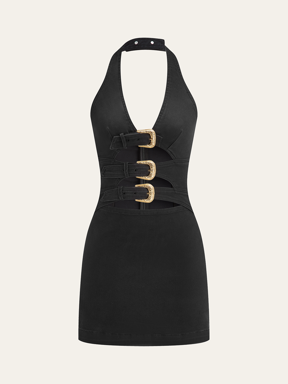 Robe en jean dos nu à boucle