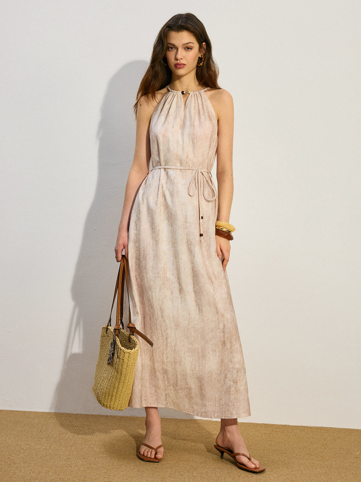 Robe longue nouée à poches