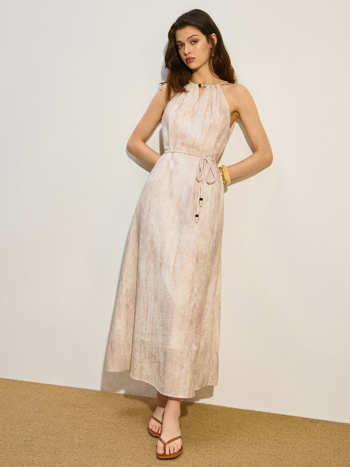 Robe longue nouée à poches