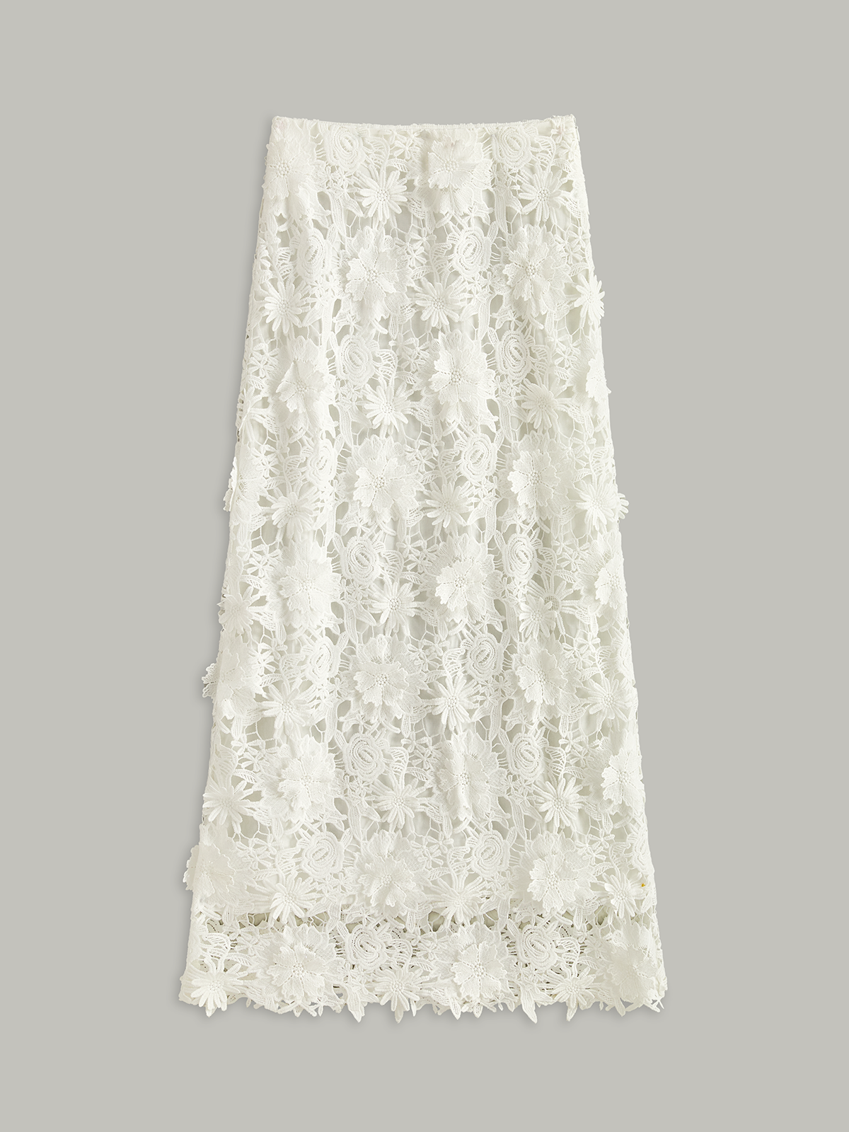 Floral Embroidered Semi-Sheer Lace Skirt