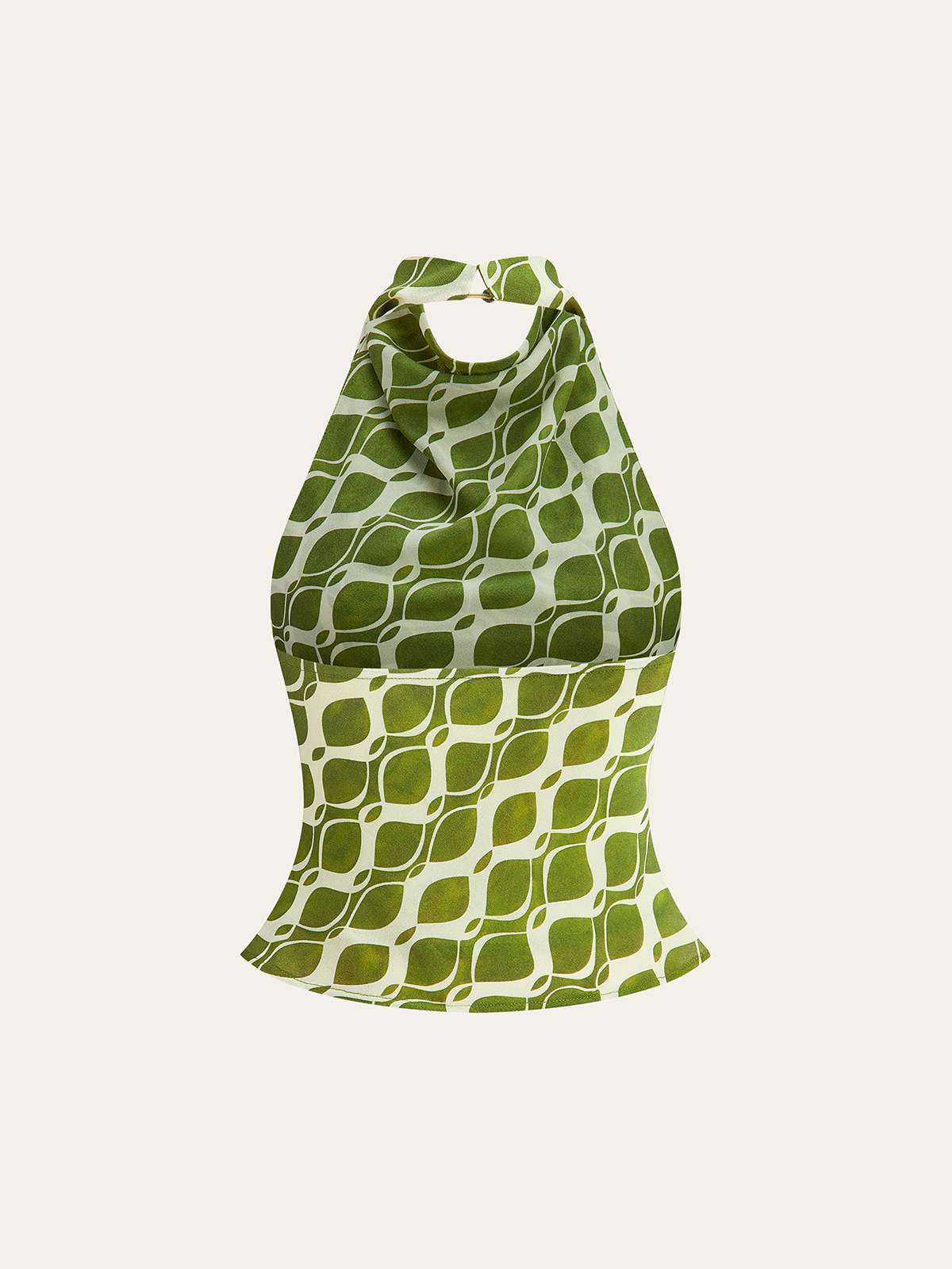 Semi-Sheer Printed Halter Neck Top