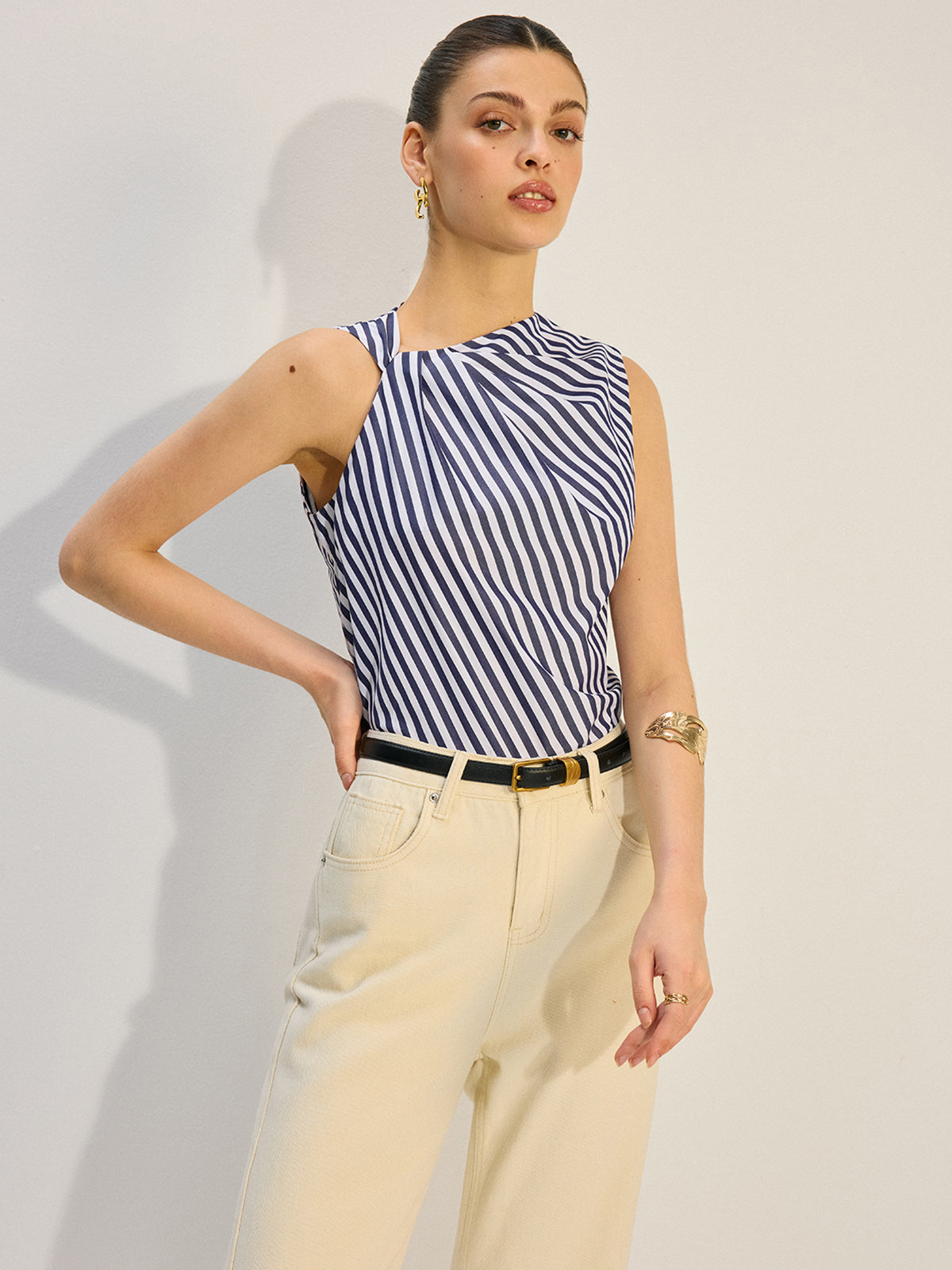 Striped Knotted Tank Top