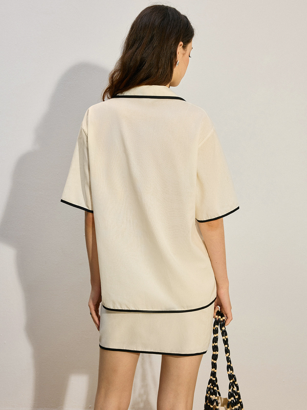 Ensemble jupe à nouer sur le devant avec bordure contrastée