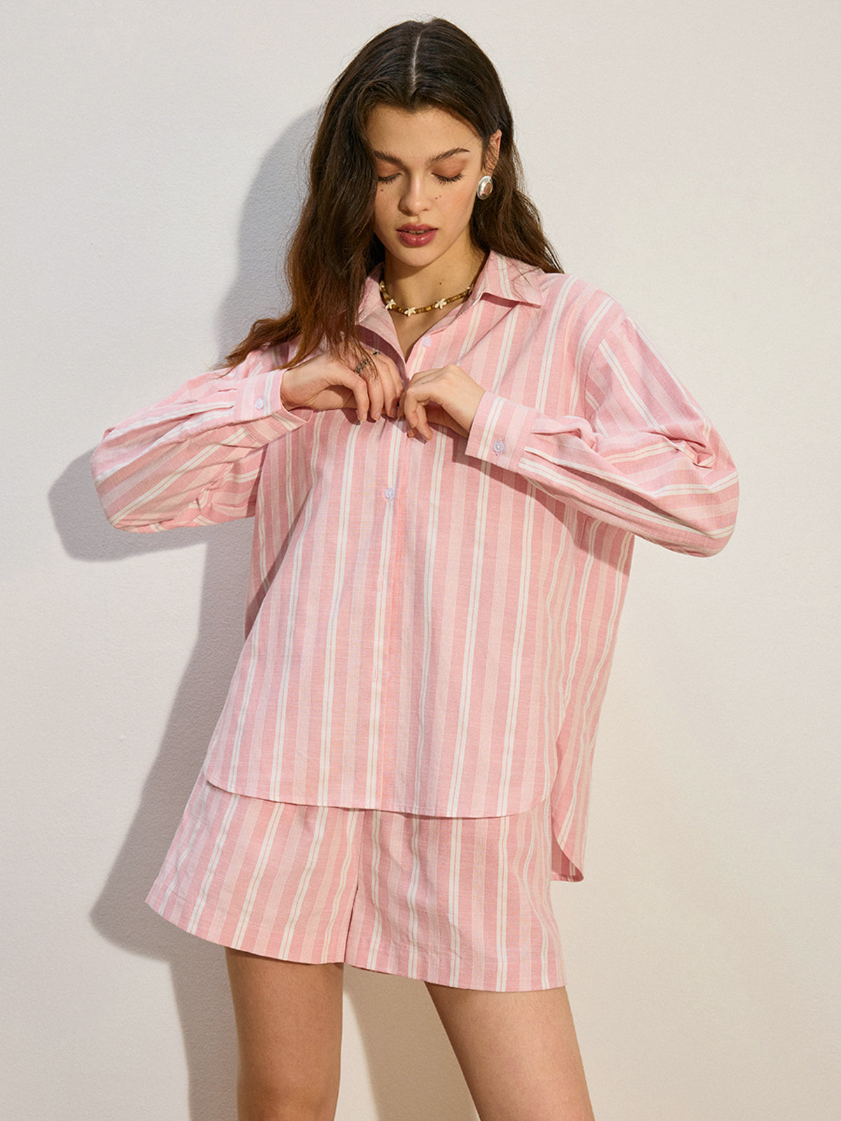 Ensemble short rayé oversize