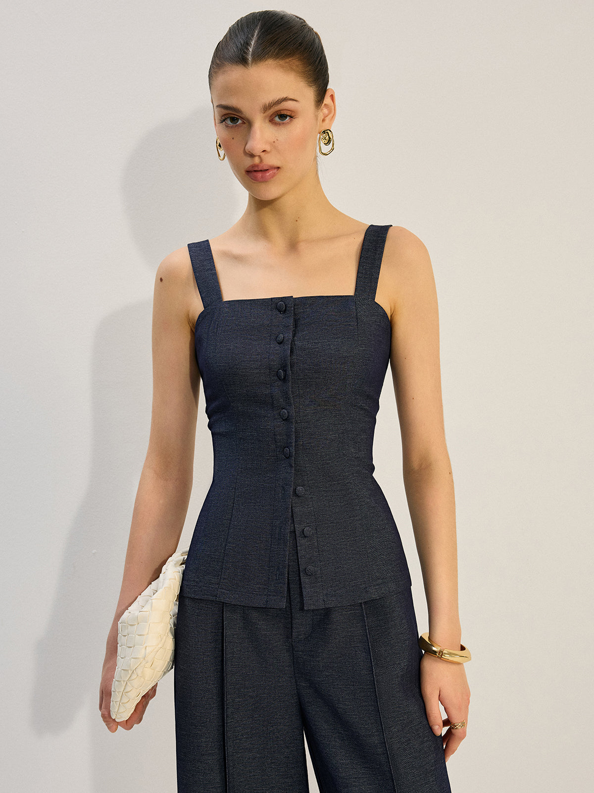 Jeansweste mit Knopfleiste