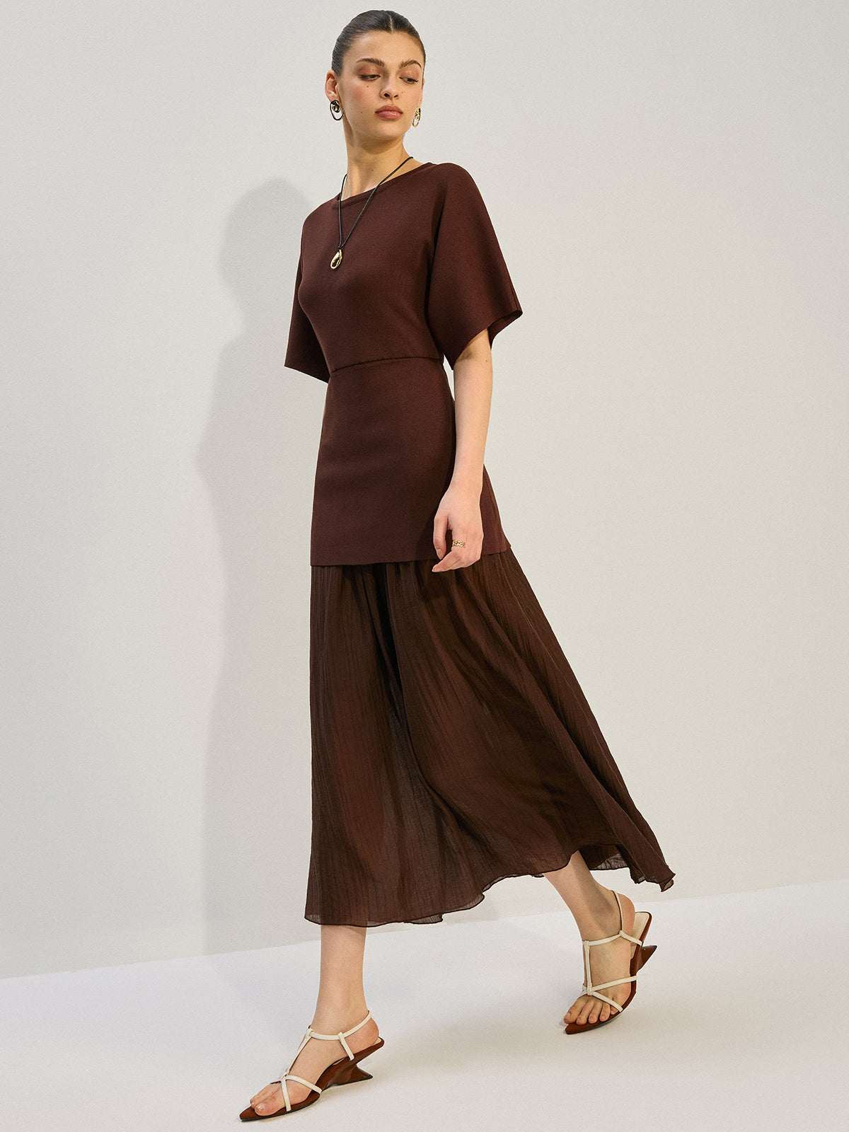 Sheer-Paneled Maxi Dress
