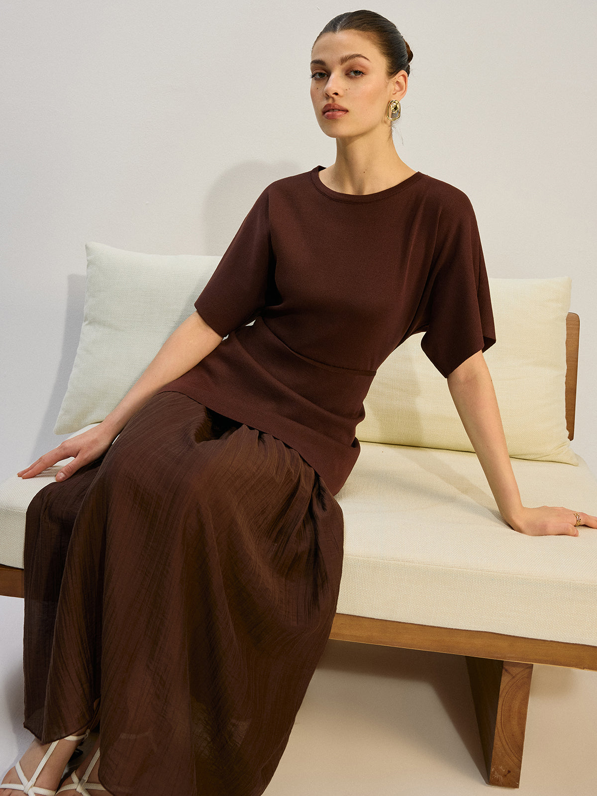 Robe longue à empiècements transparents