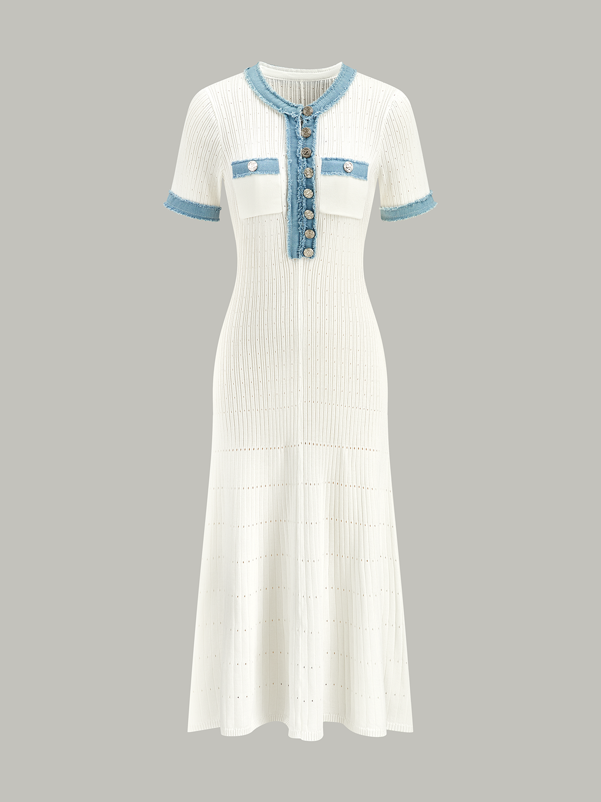 Robe midi en maille côtelée