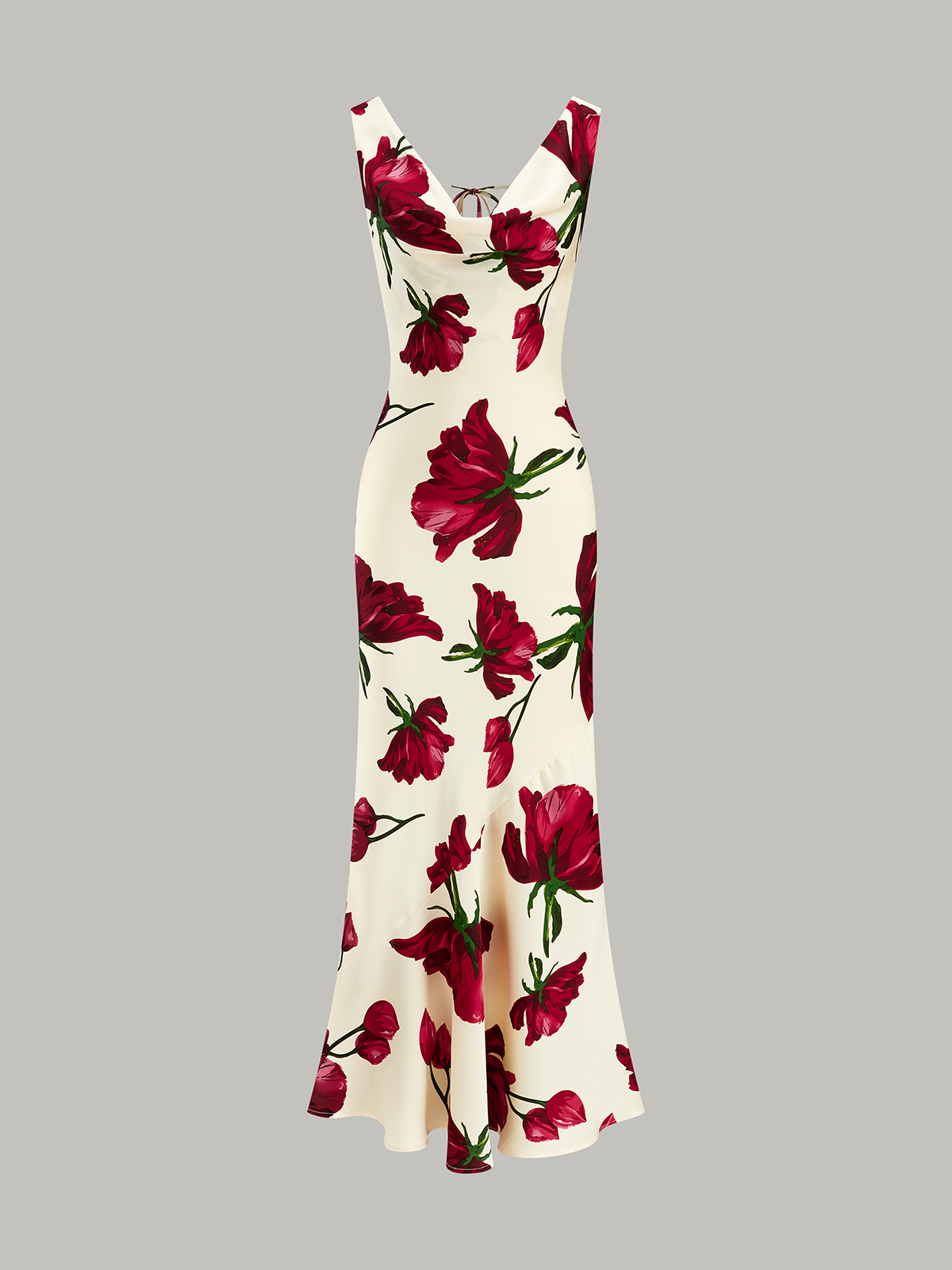 Robe midi à imprimé floral et nouée dans le dos