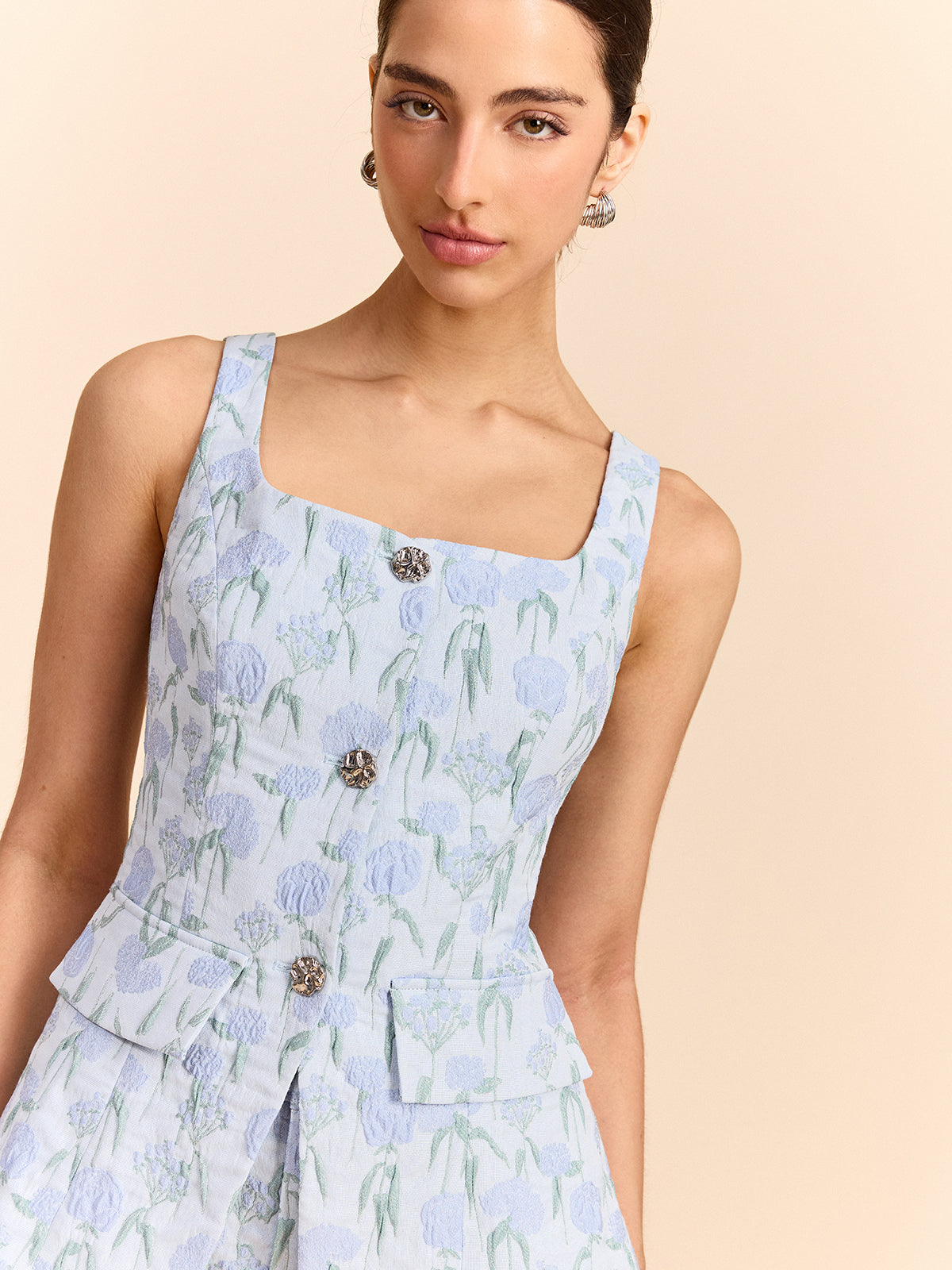 Gilet jacquard fleuri
