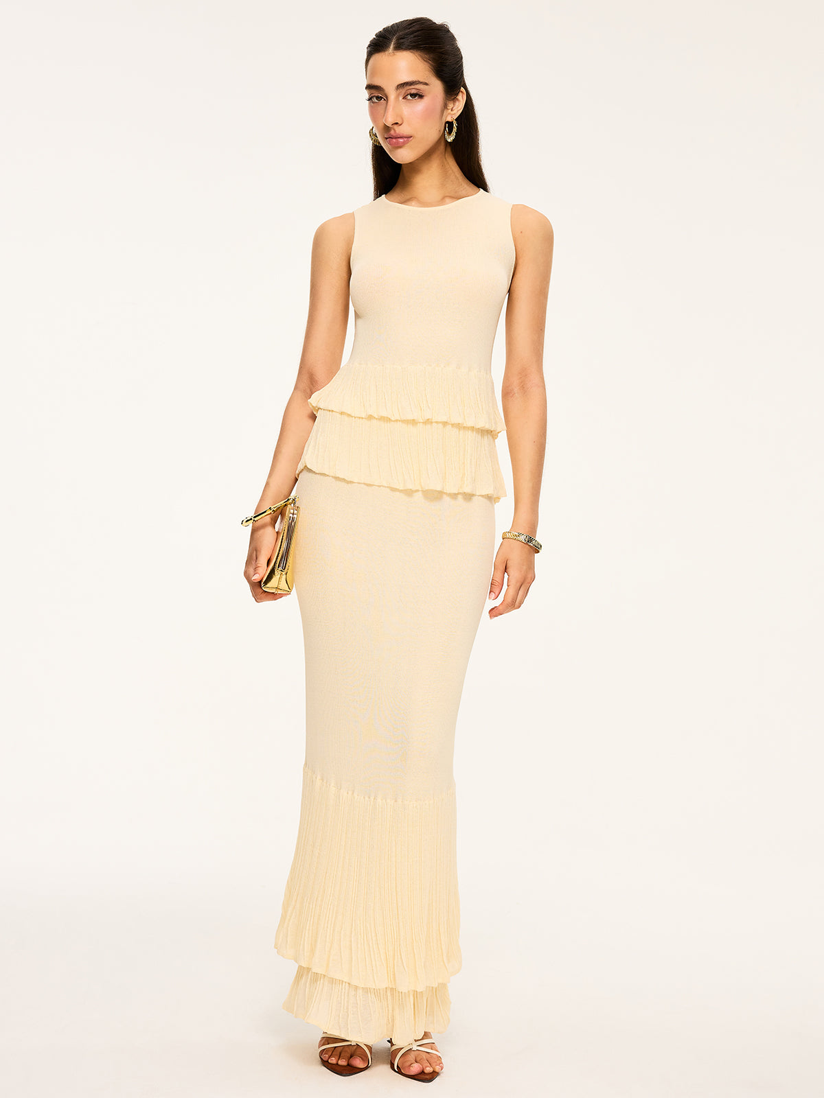 Pleated Hem Maxi Skirt