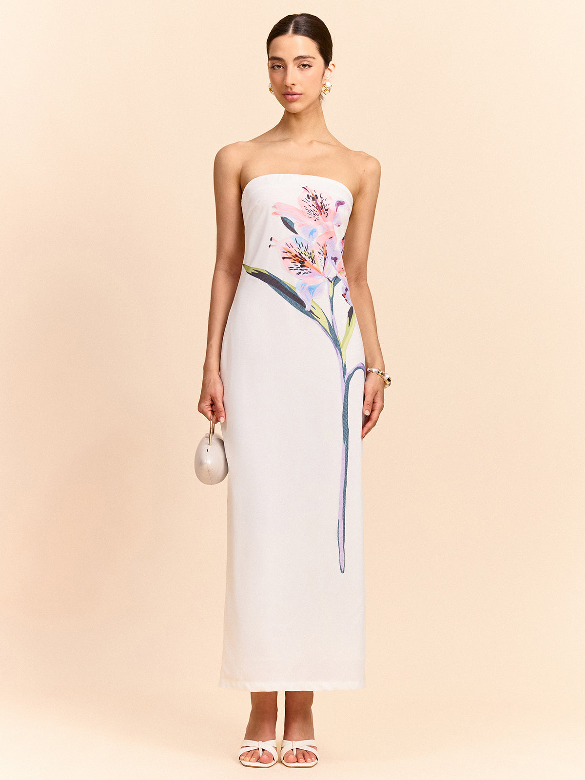 Robe longue bustier à imprimé floral