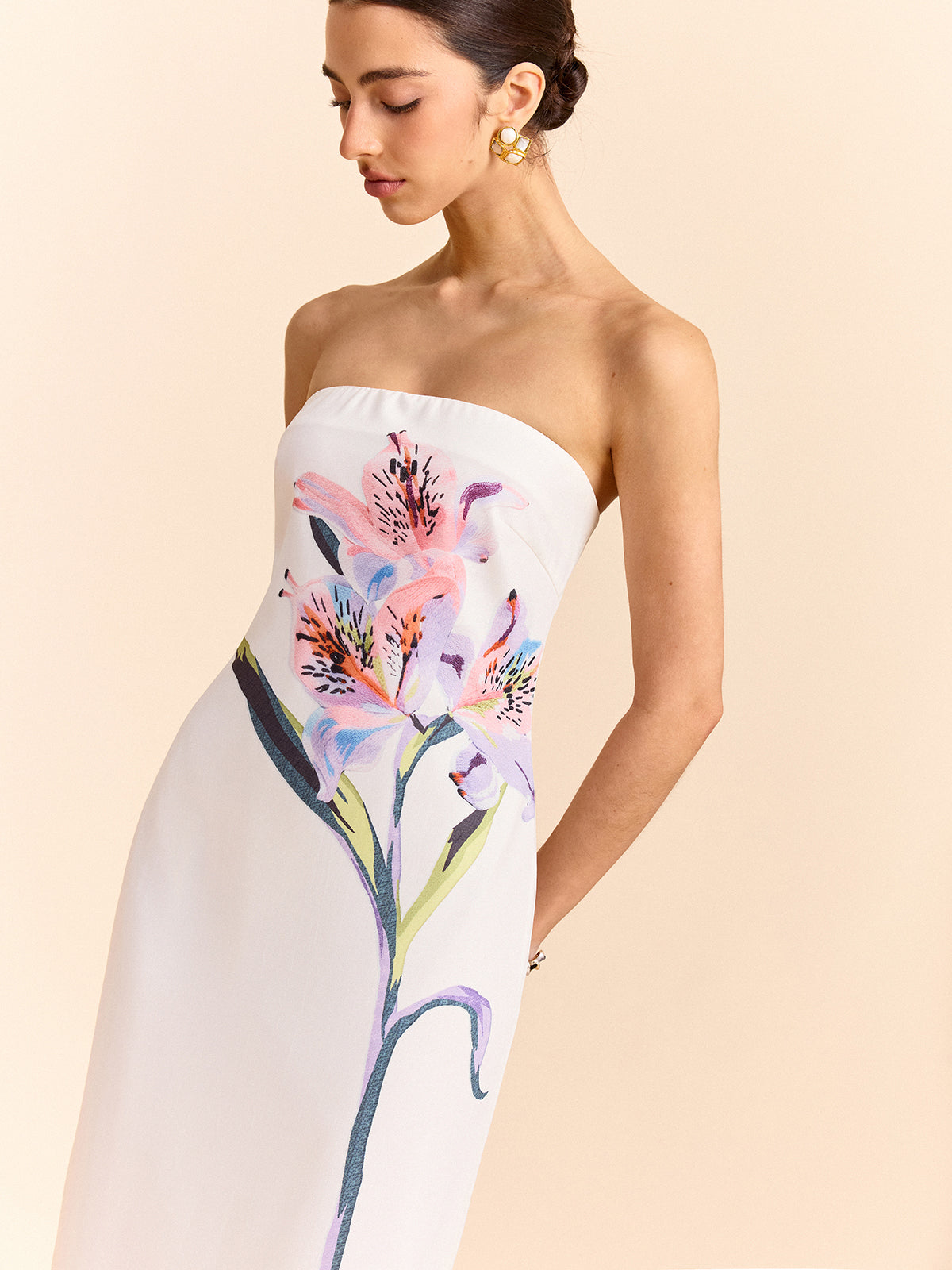 Robe longue bustier à imprimé floral