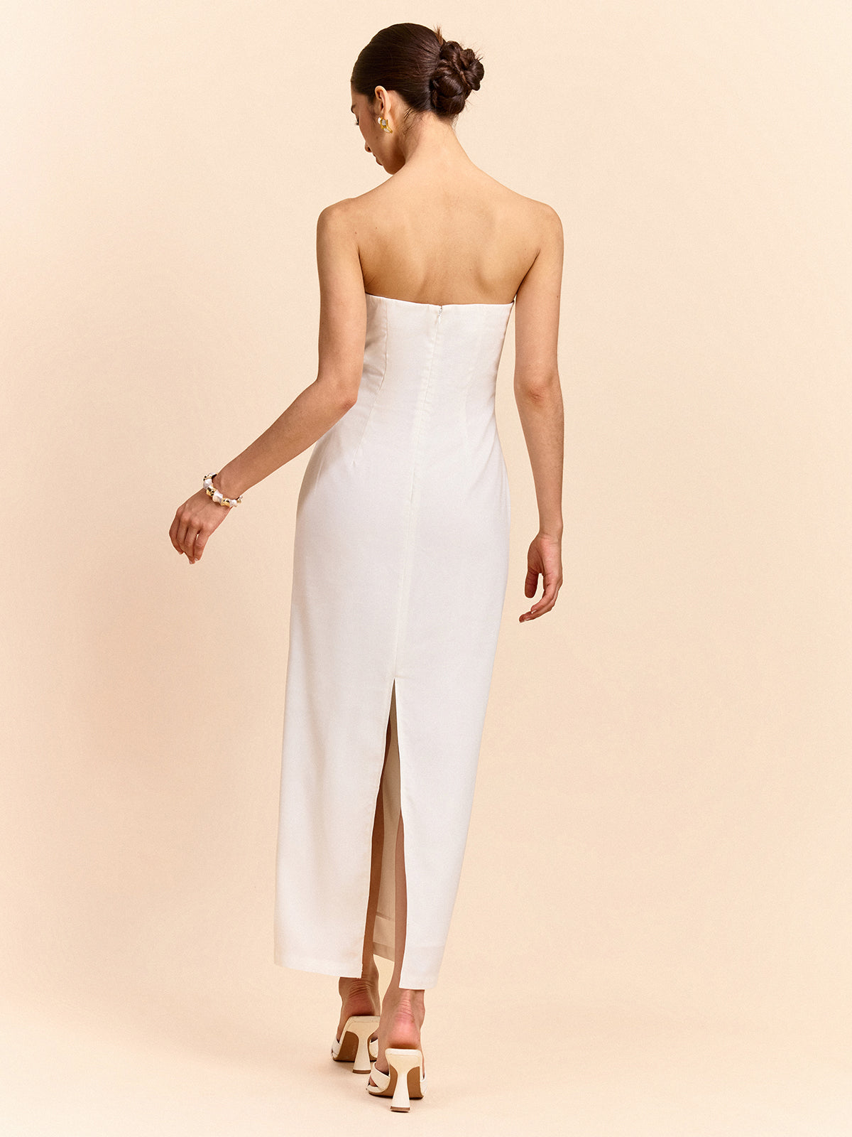 Trägerloses Maxikleid mit Blumenmuster