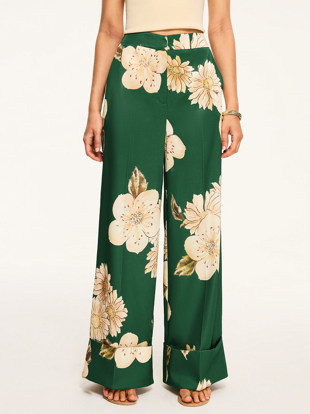 Pantalon large imprimé floral