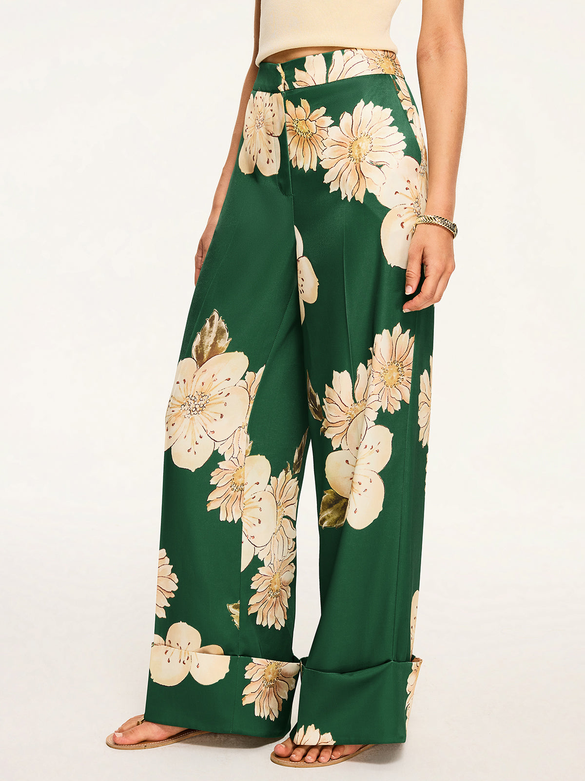 Hose mit weitem Bein und Blumenmuster
