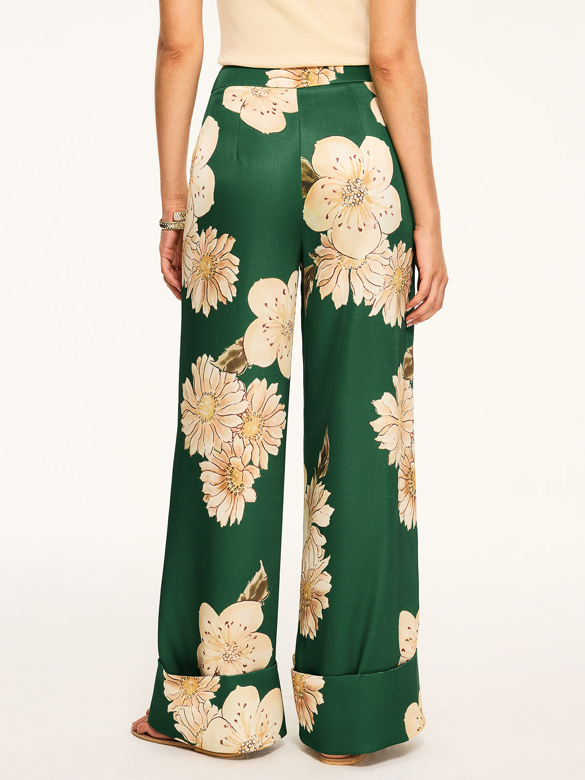 Hose mit weitem Bein und Blumenmuster
