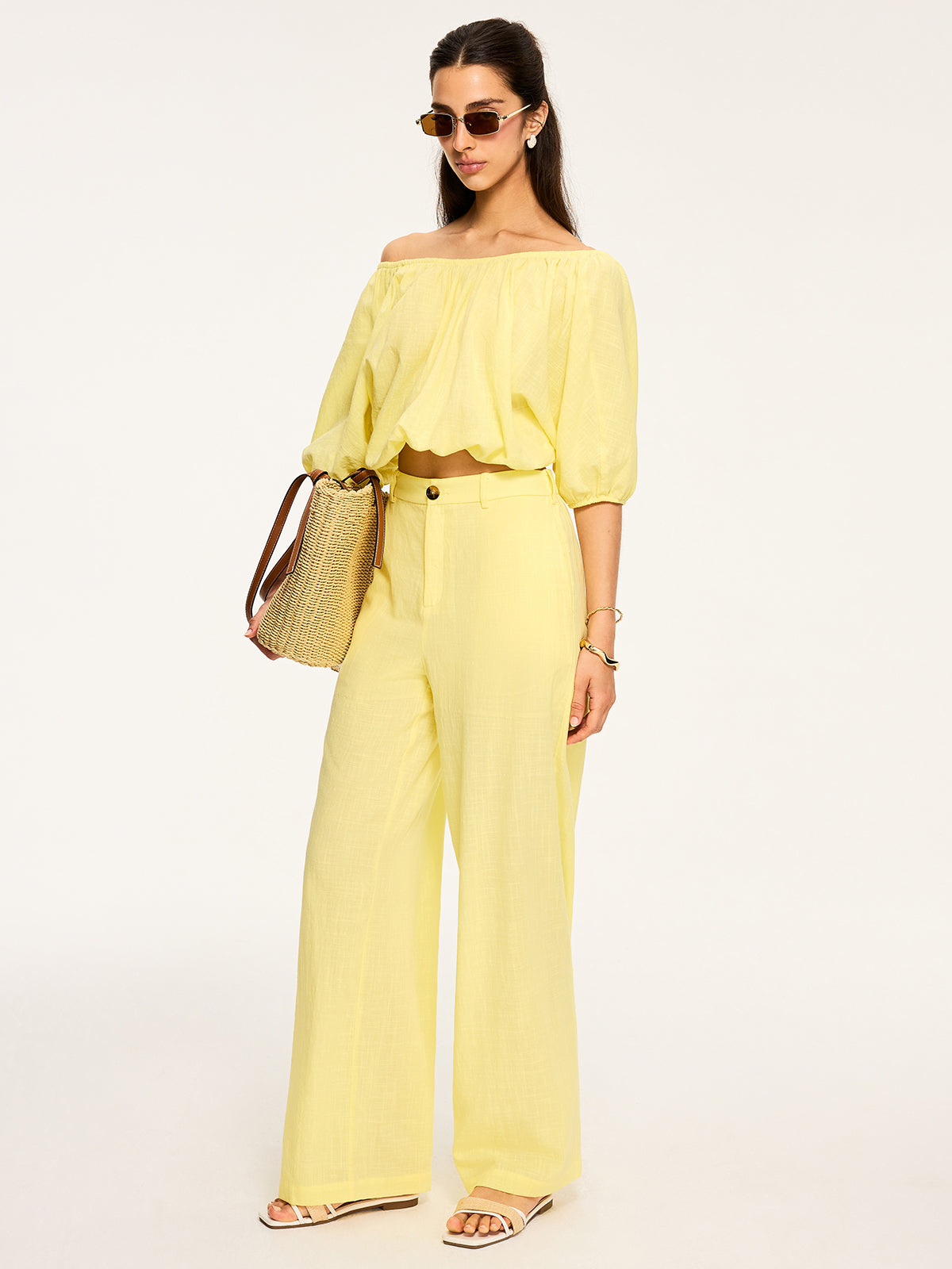 Puff-Sleeve Back-Tie Blouse