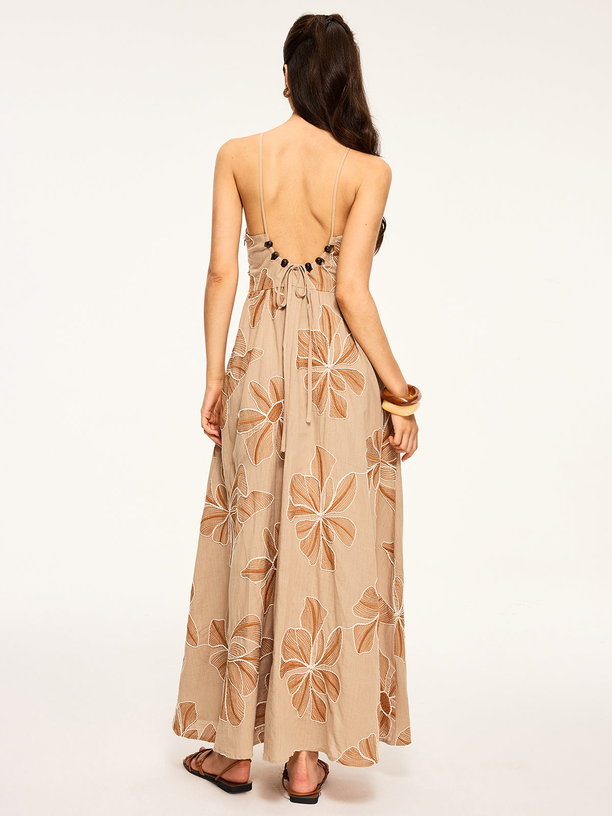 Robe longue dos nu à imprimé floral