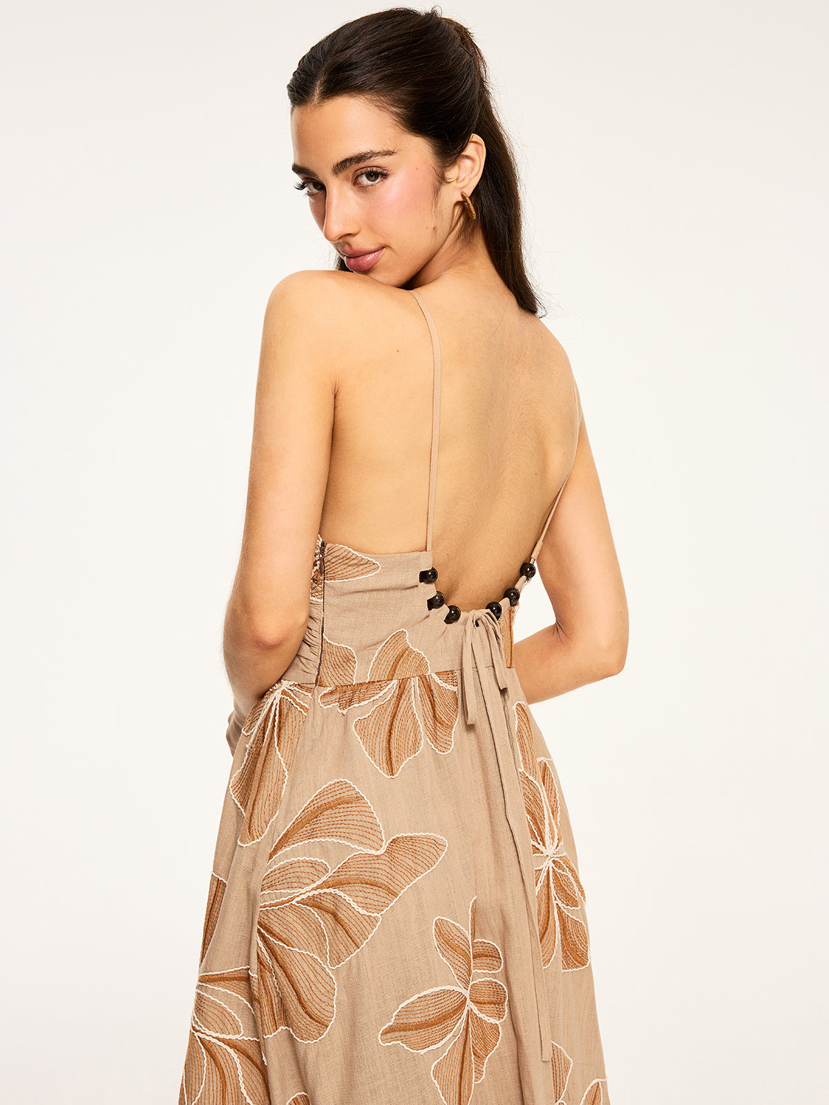 Robe longue dos nu à imprimé floral