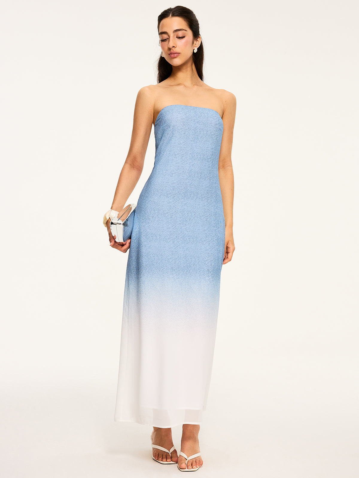 Robe longue bustier dégradée fendue