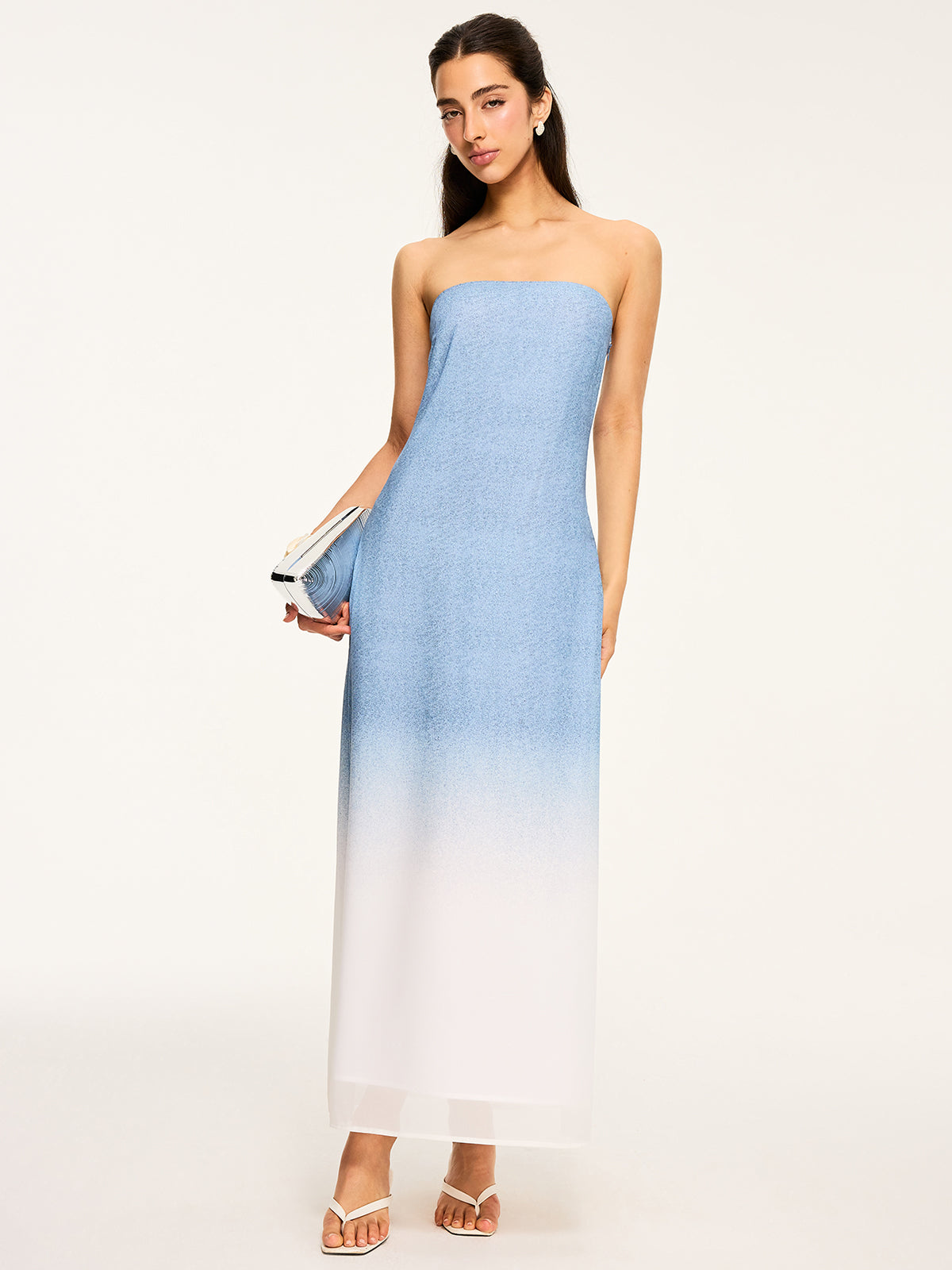 Robe longue bustier dégradée fendue