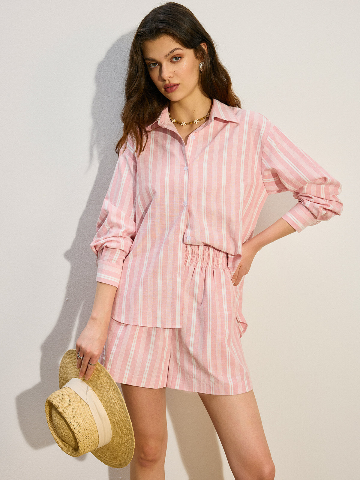 Ensemble short rayé oversize